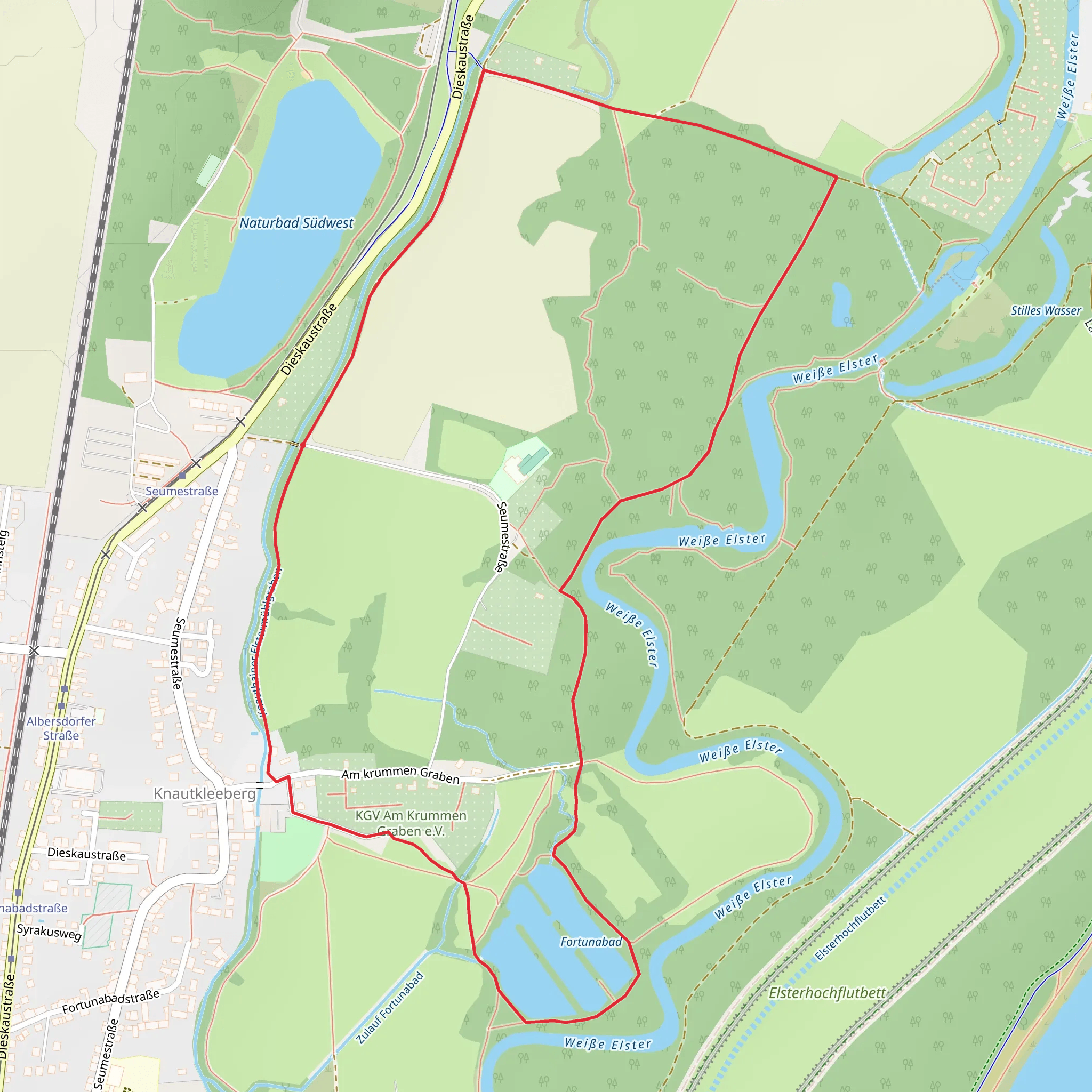 Fortunabadstraße Loop via Am krummen Graben mobile static map