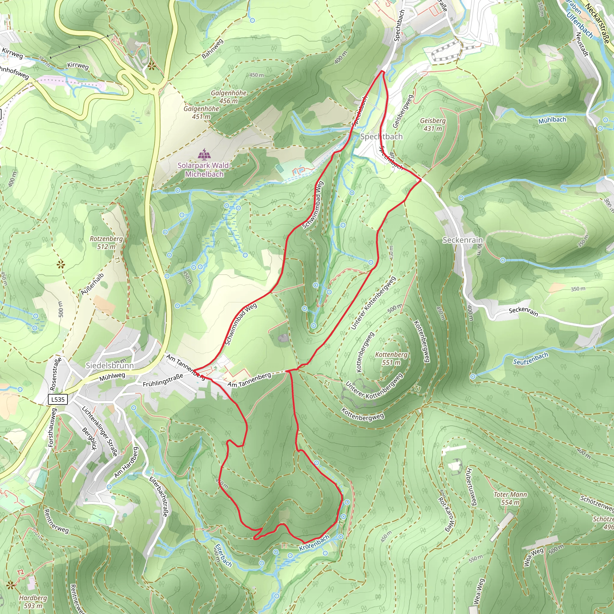 Siedelsbrunn, Hardberg and Kreidacher Hohe Loop mobile static map