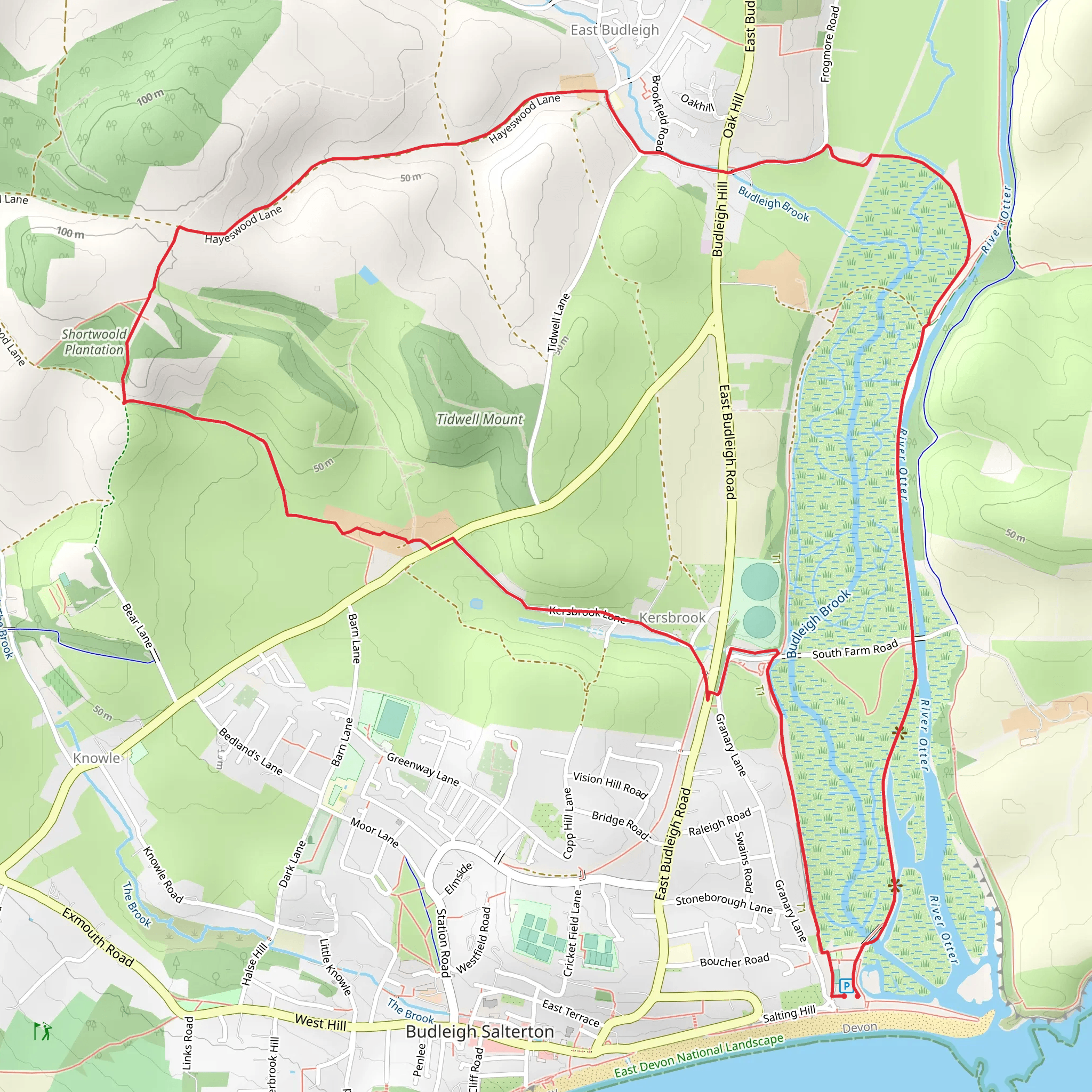 East Budleigh Walk mobile static map