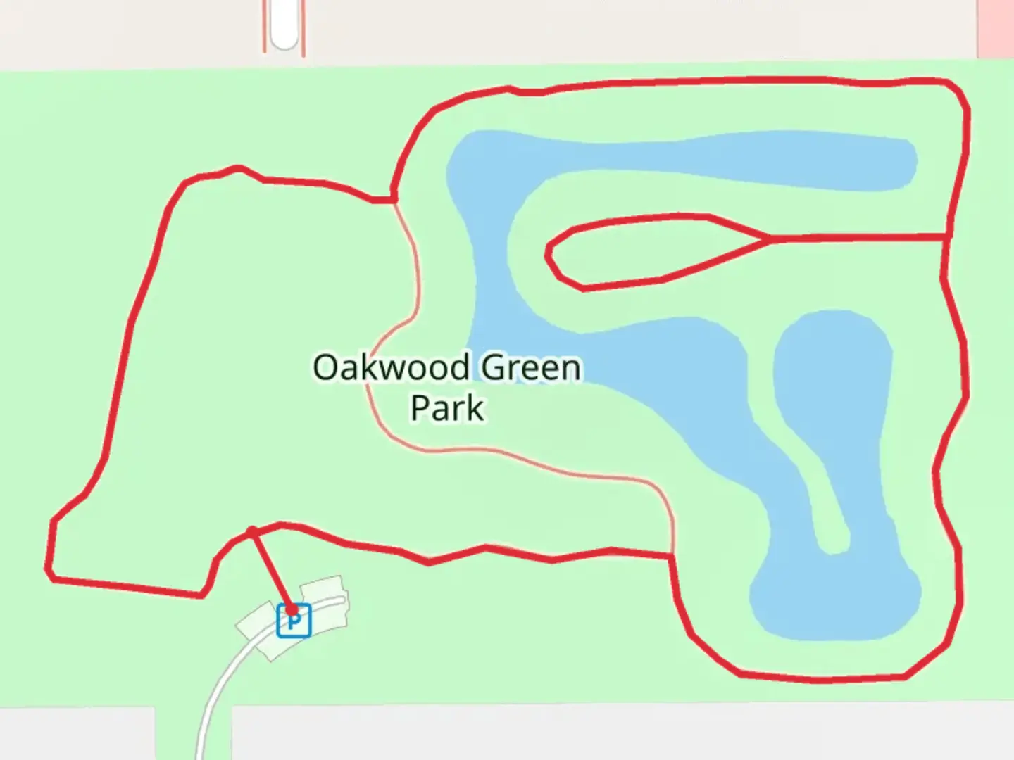 An image depicting the trail Oakwood Green Park Loop and its surrounding area.