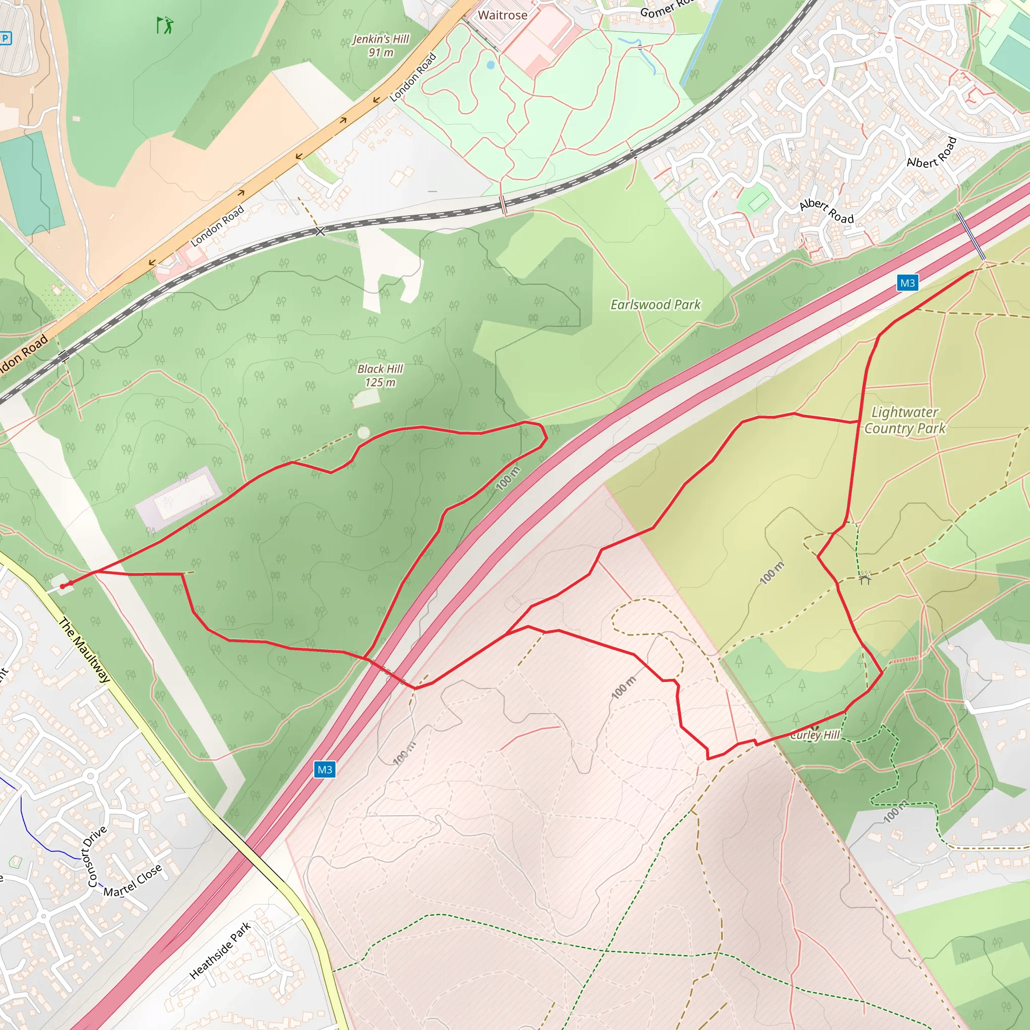Bagshot Wood Loop walk mobile static map