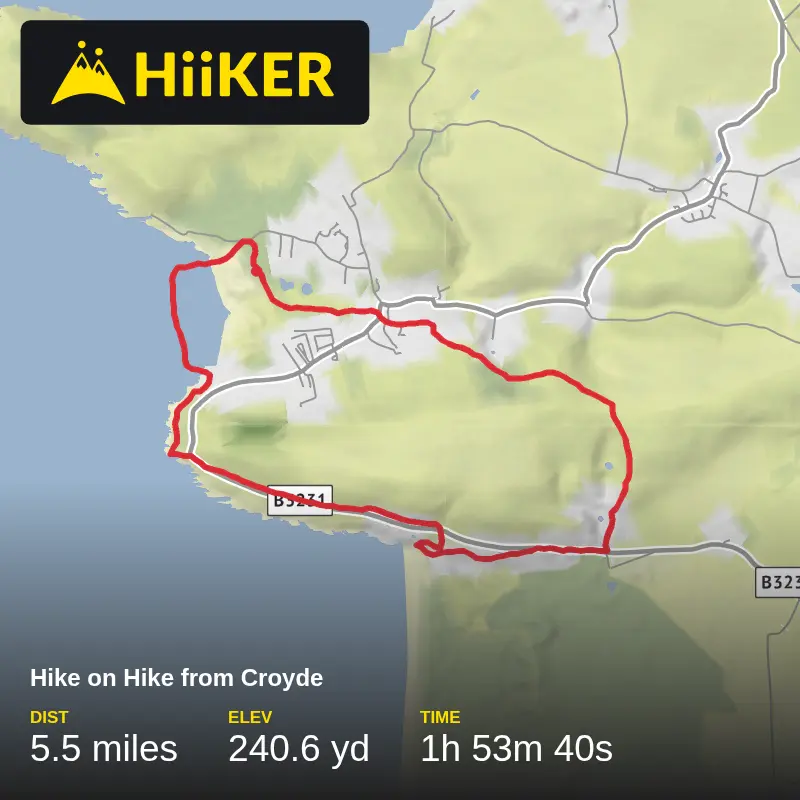 A map preview of the recording Hike on Hike from Croyde.