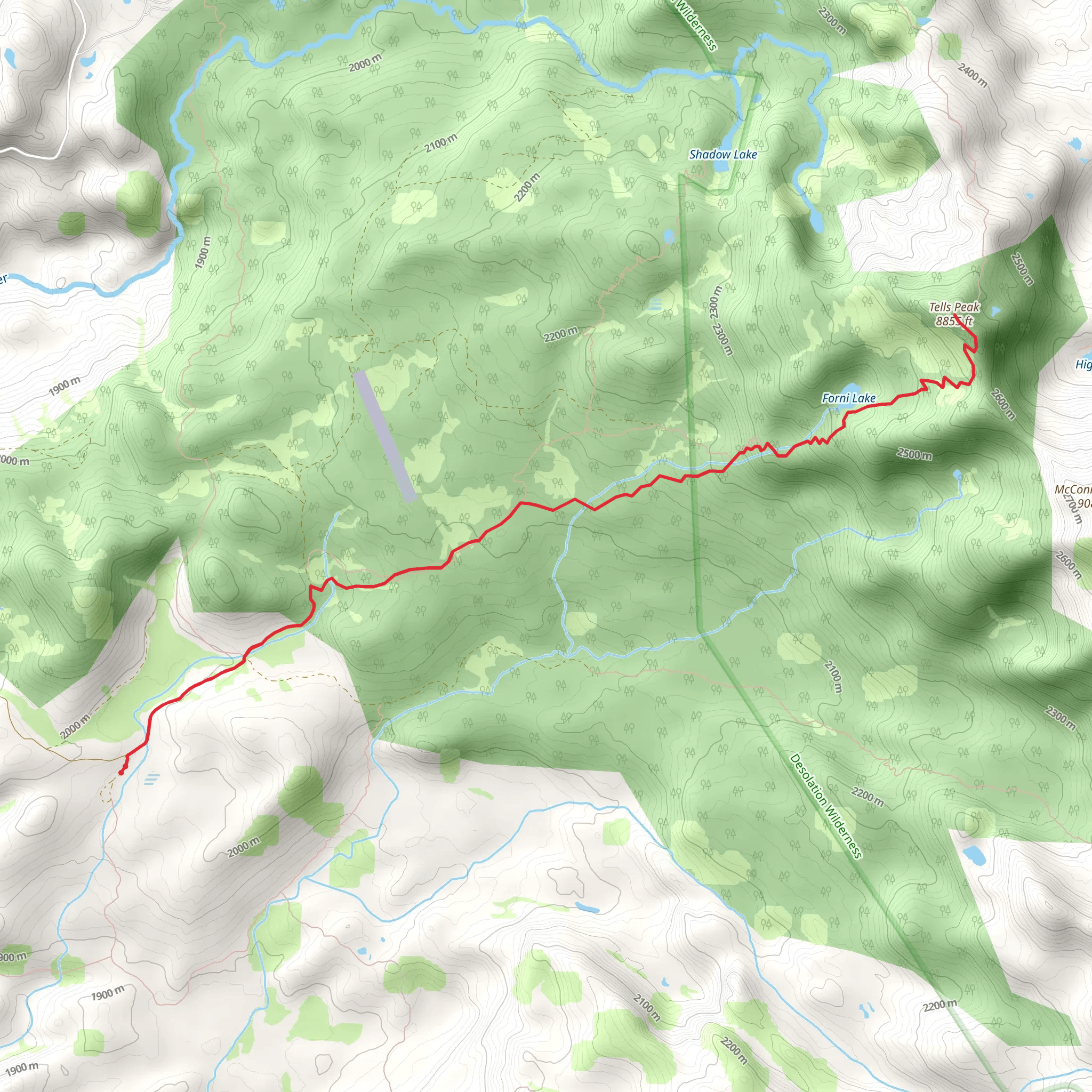 Forni Lake and Tells Peak via Highline Trail mobile static map