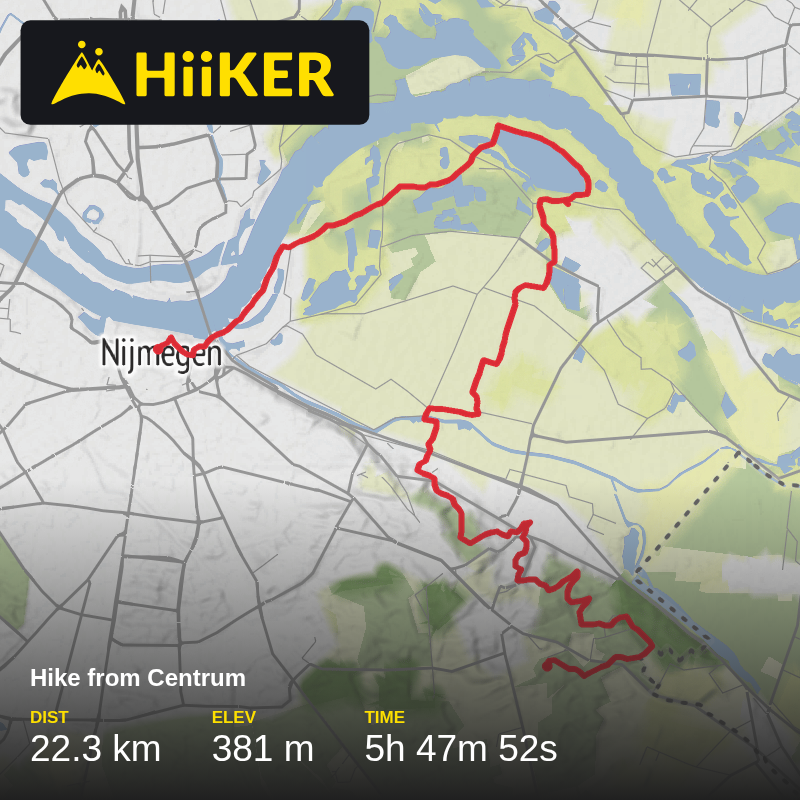 A map preview of the recording Hike from Centrum.
