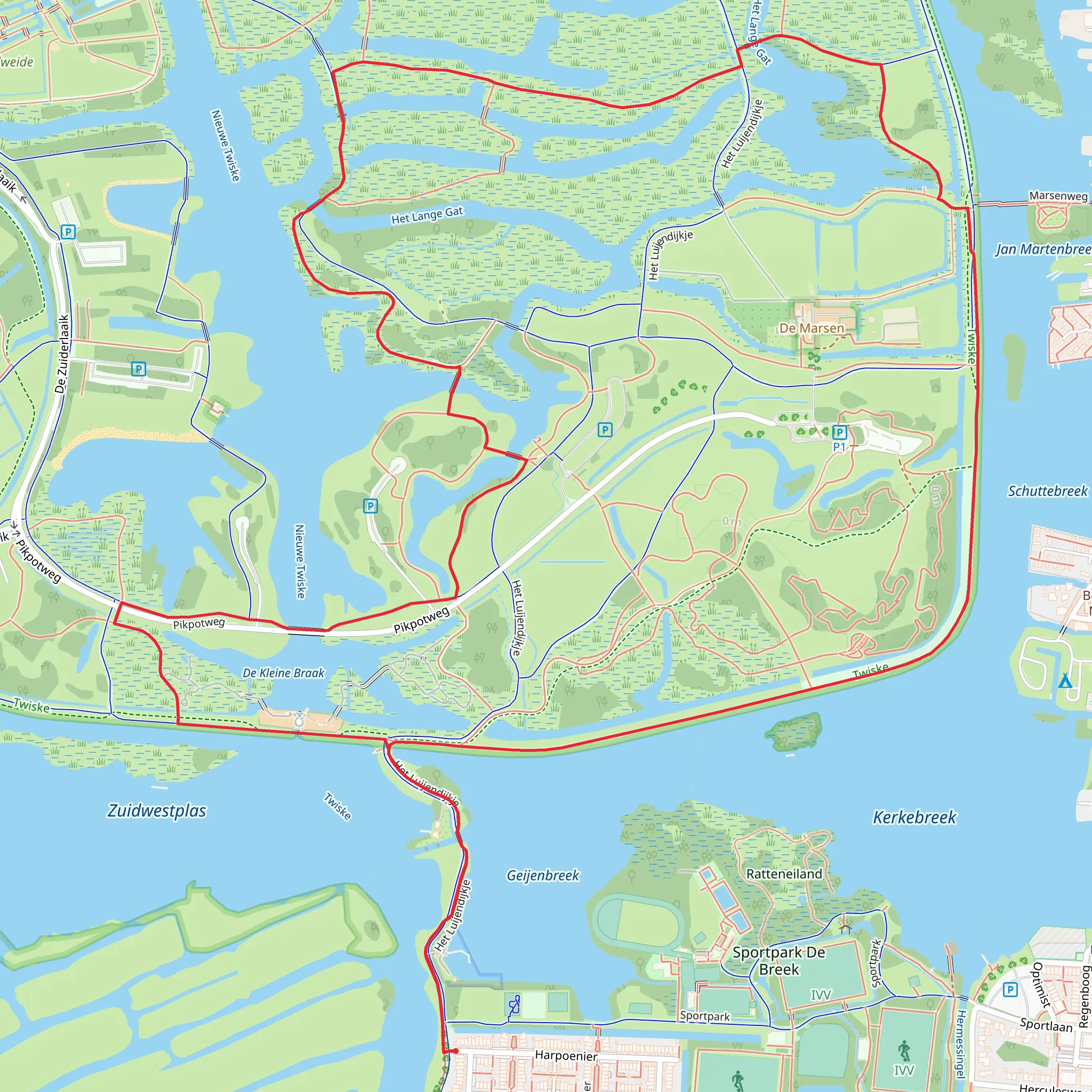 Kerkebreek and Twiskemolen Loop mobile static map