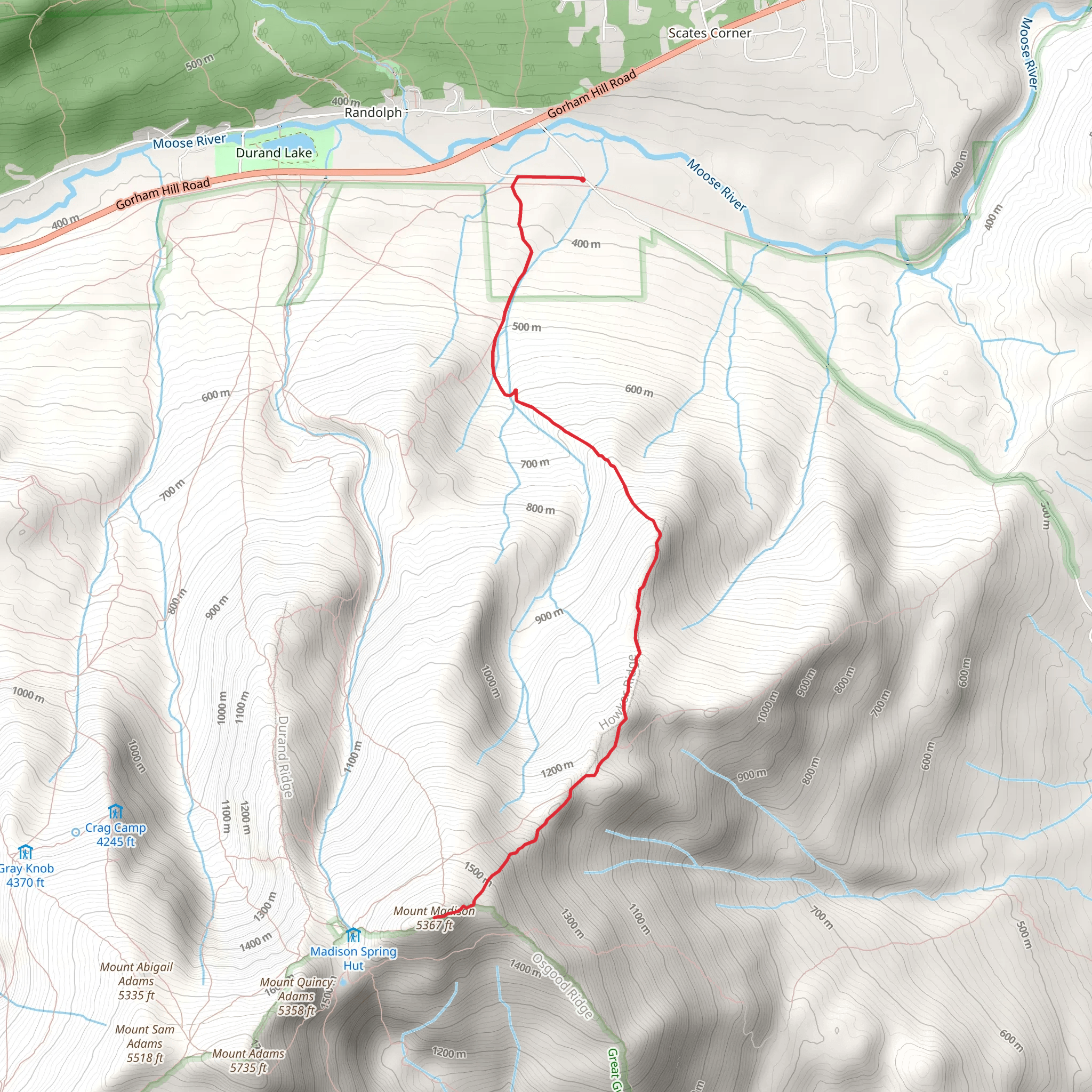 Mount Madison via Hawker Ridge Trail mobile static map
