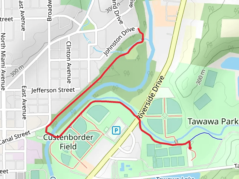 Walk along Great Miami River from Tawawa Lake