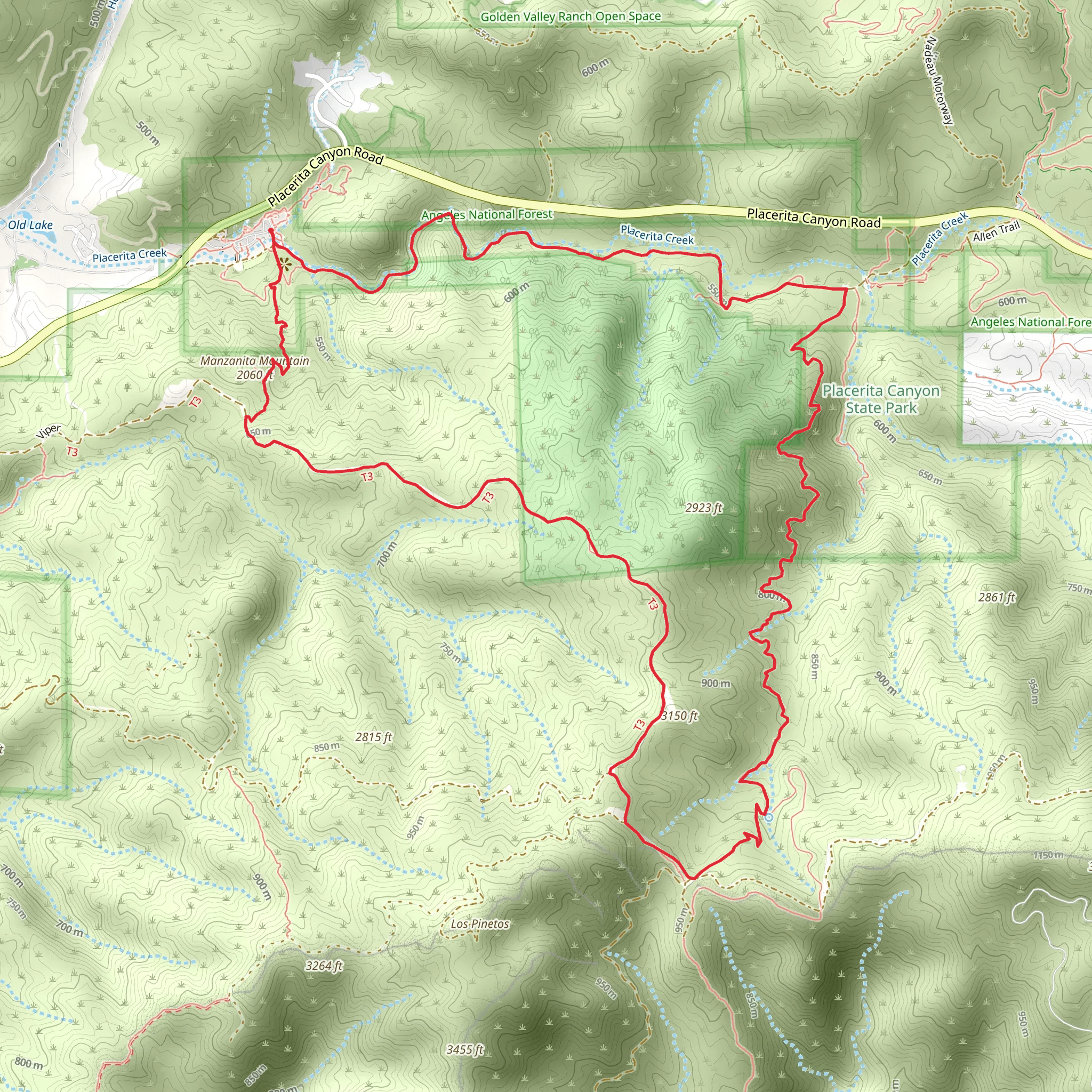 Viper, Wilson Canyon Saddle and Los Pinetos Trail Loop mobile static map