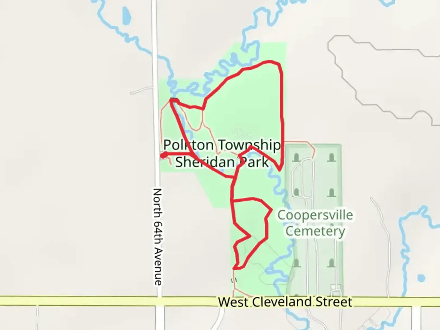 An image depicting the trail Green and Yellow Path Loop and its surrounding area.