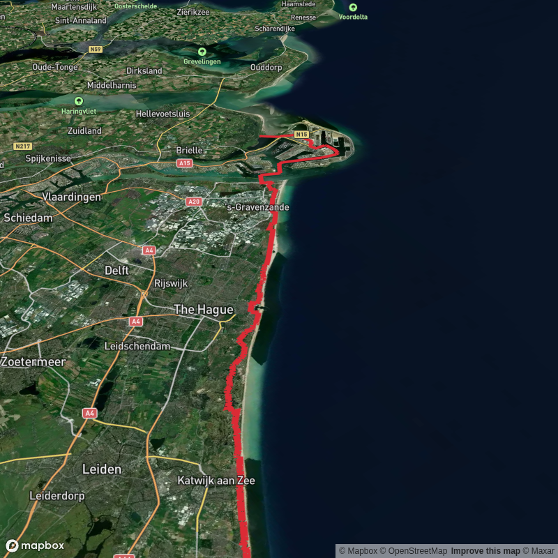 Noordwijk to Oostvoorne via Ganzenhoekweg, Prinsenweg and Cort van der Lindenpad