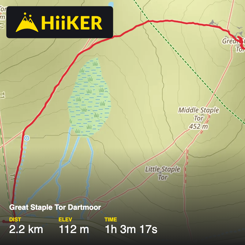 A map preview of the recording Great Staple Tor Dartmoor .