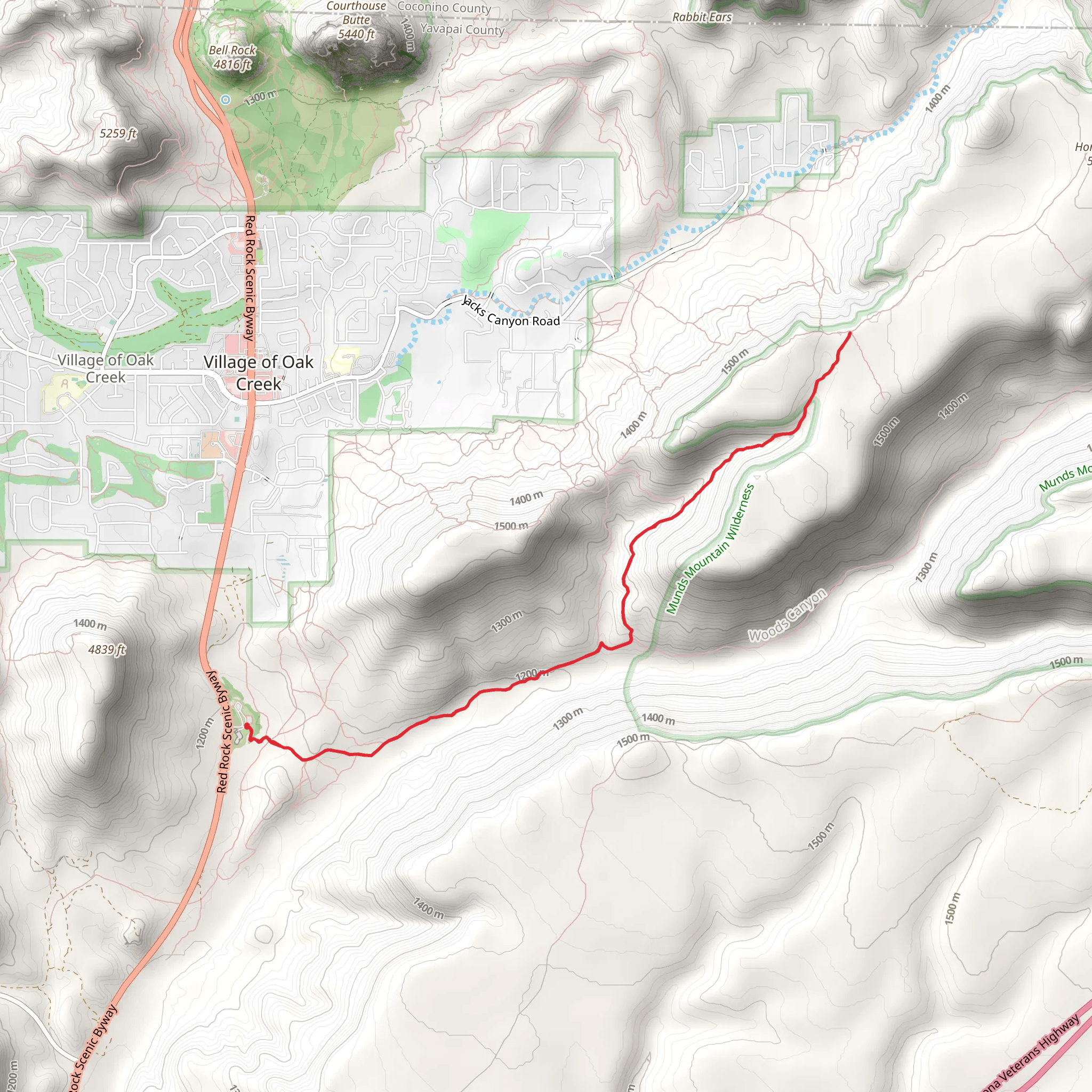 Woods Canyon Trail and Hot Loop mobile static map