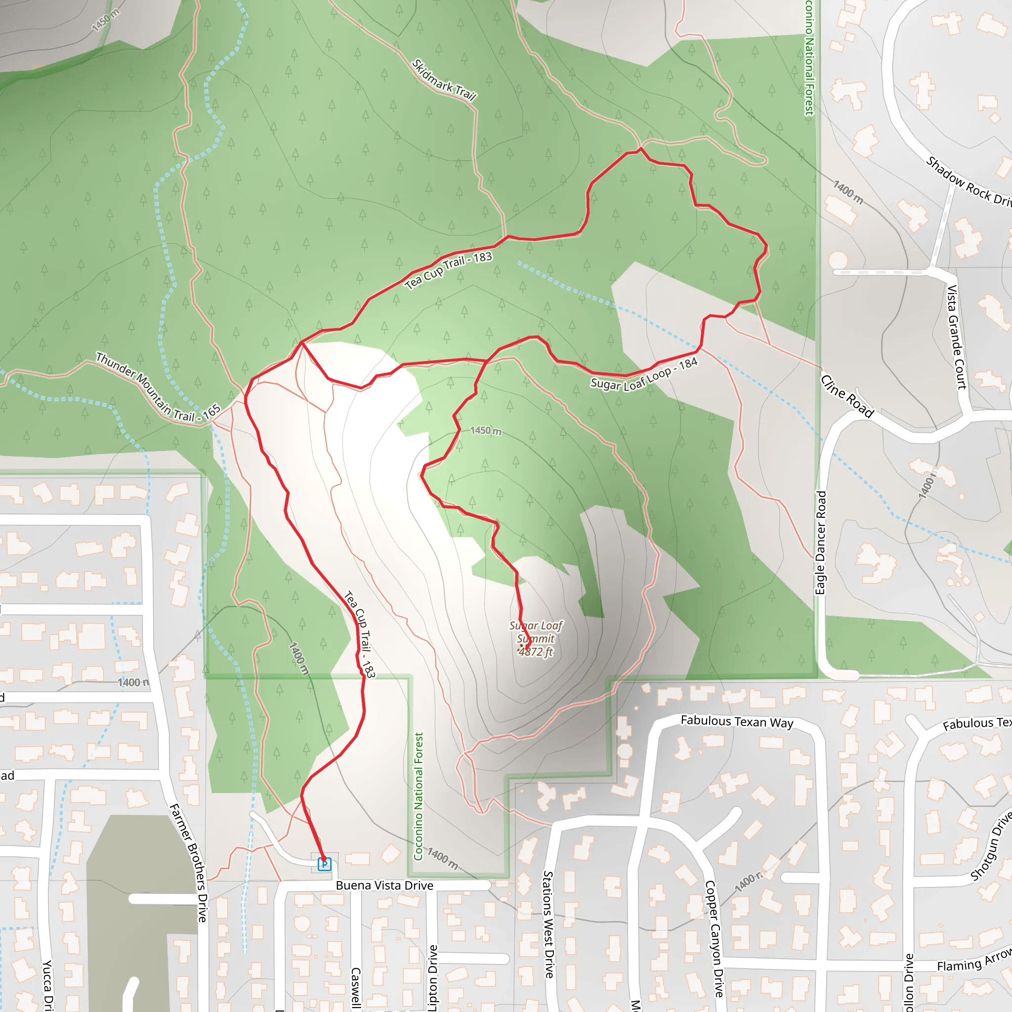 Sugar Loaf Summit and Tea Cup Trail mobile static map