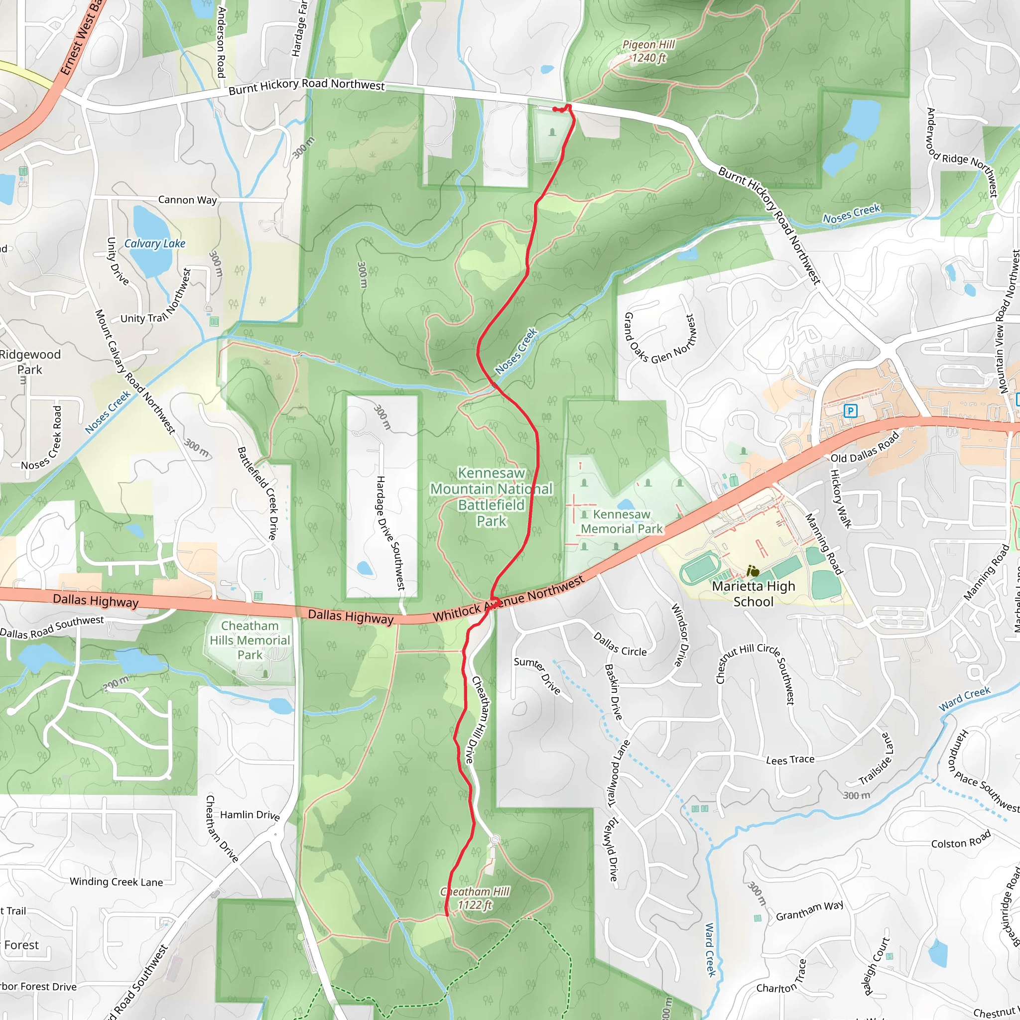 Cease Fire and Noses Creek Trail mobile static map
