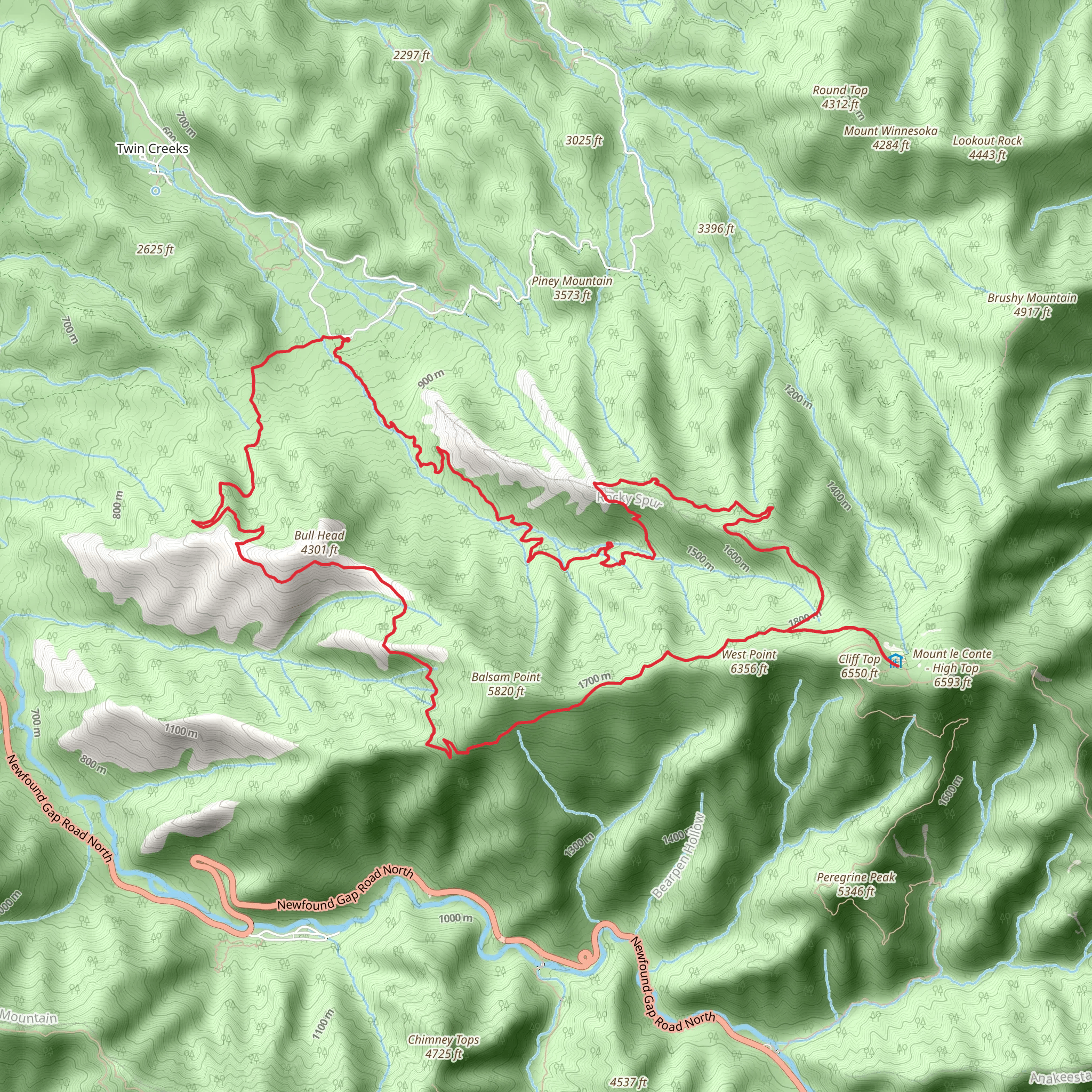 Rainbow Falls and Bull Head Loop Trail mobile static map