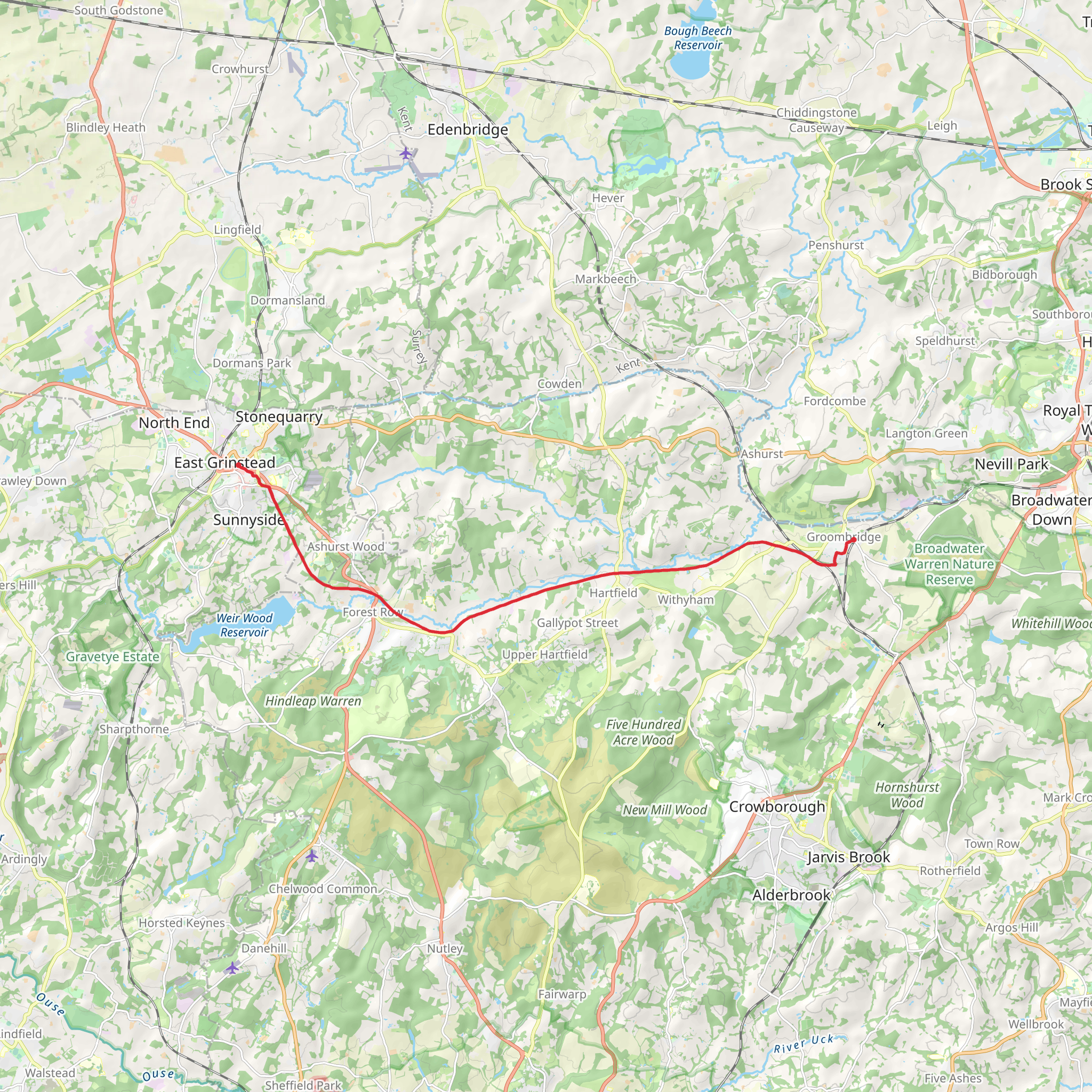 East Grinstead to Groombridge Walk - Sussex mobile static map