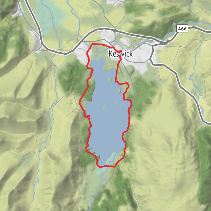 A map preview of the recording Derwentwater circular.