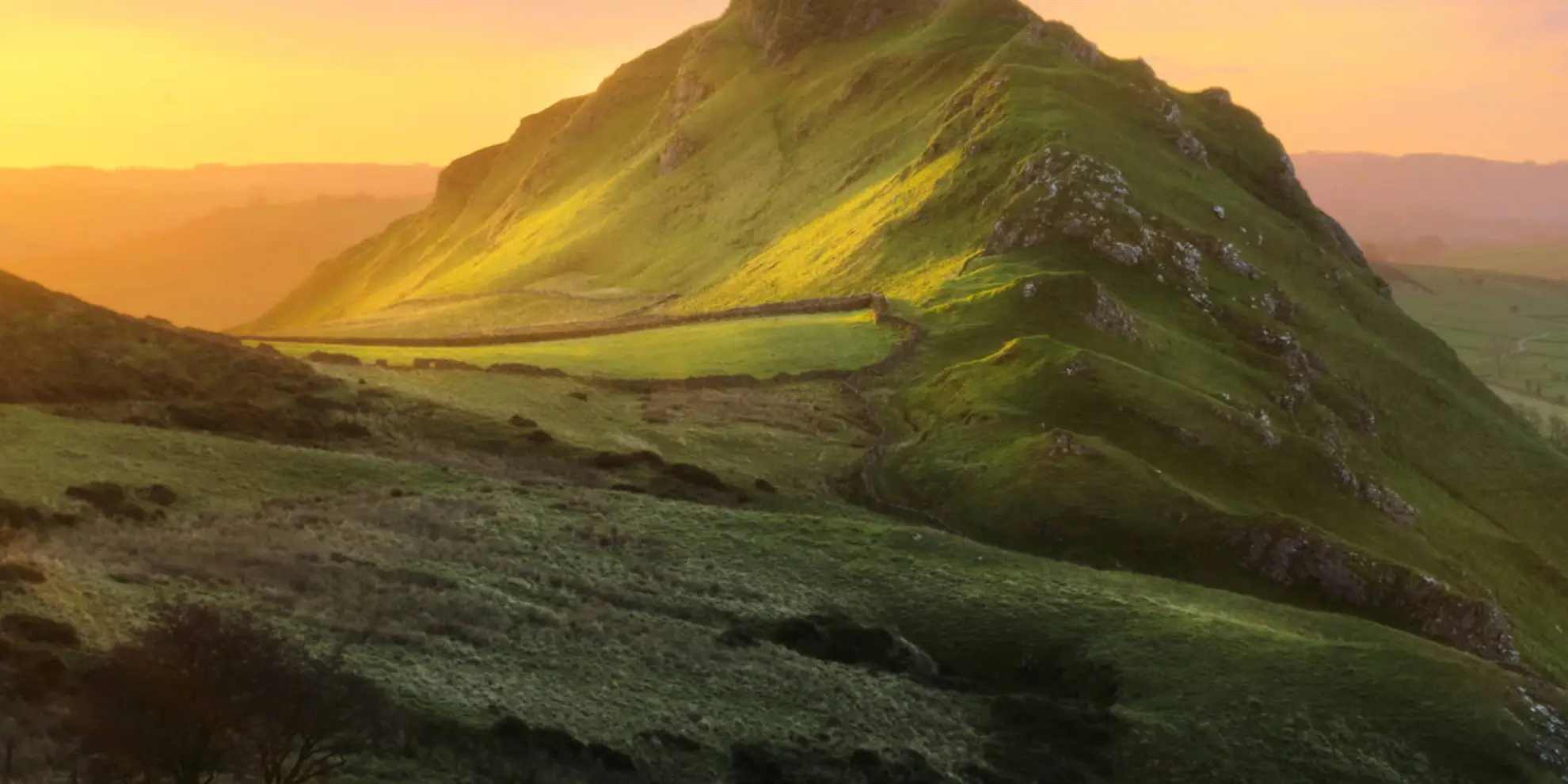 An image depicting the trail High Edge and Chrome Hill from Hollinsclough and its surrounding area.