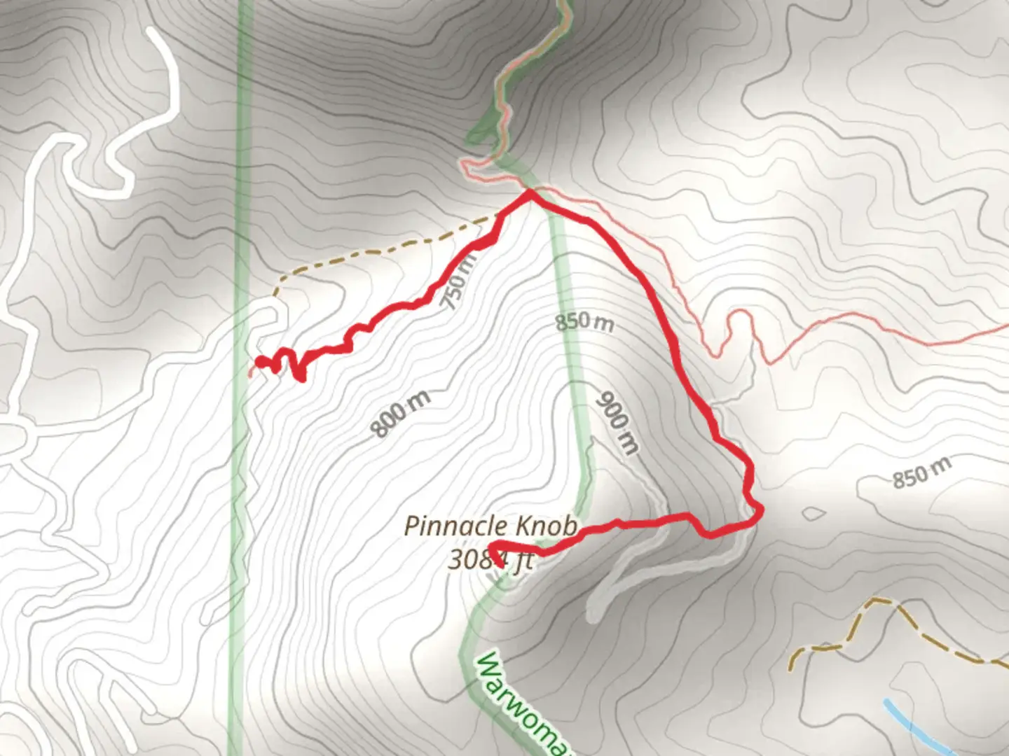 An image depicting the trail Pinnacle via Courthouse Gap and its surrounding area.