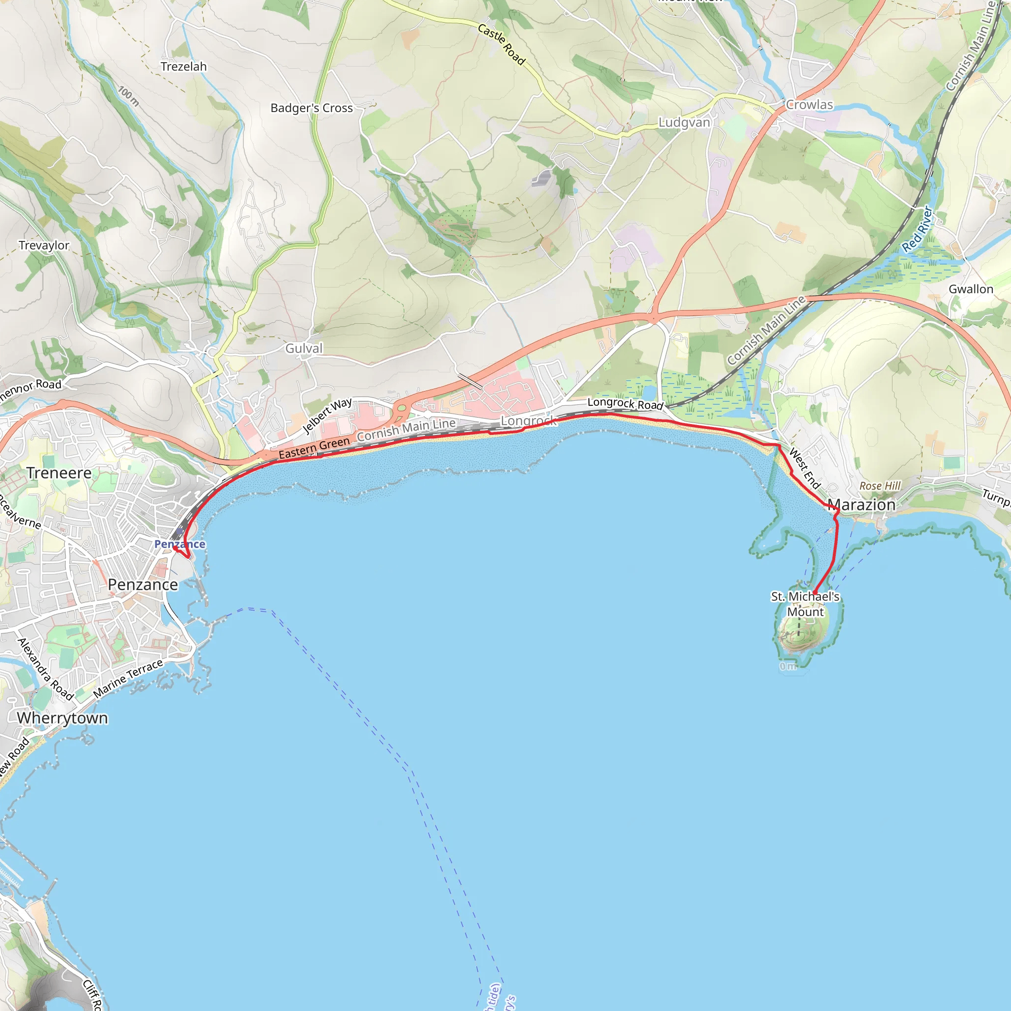 St Michael's Mount from Penzance mobile static map