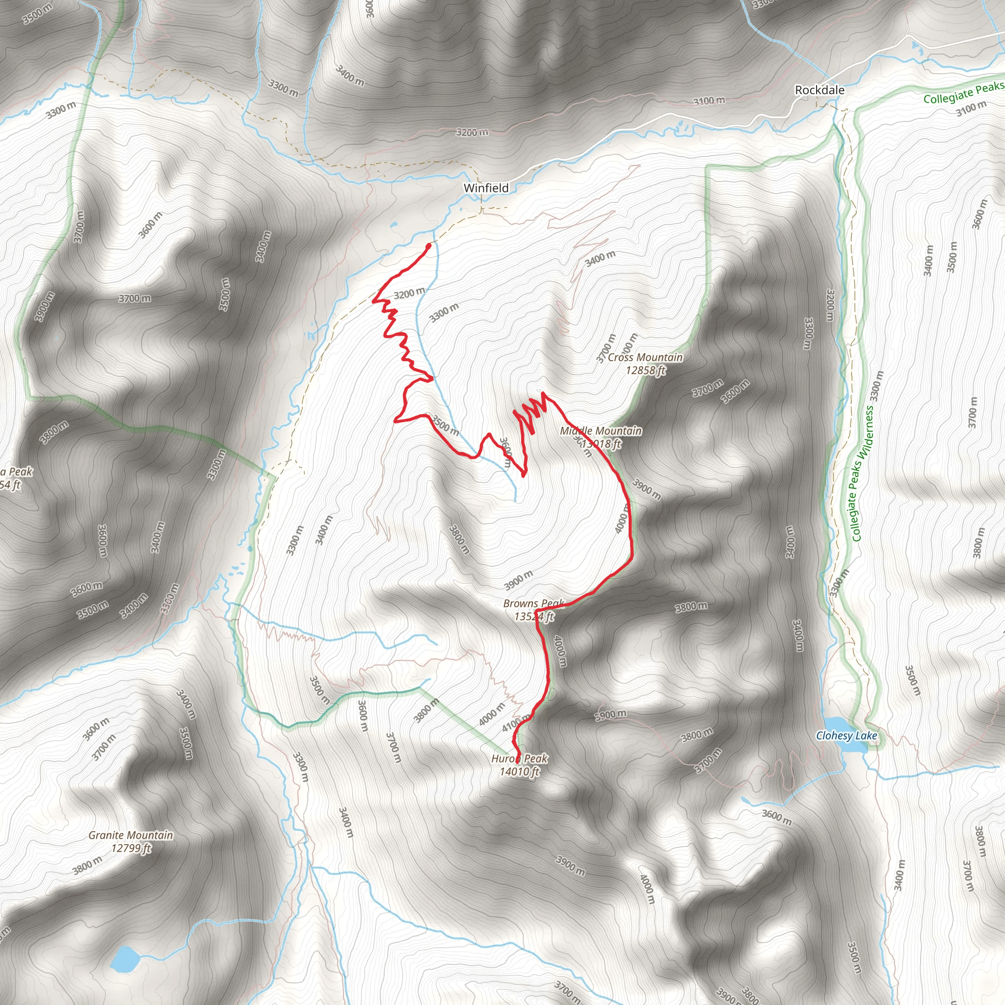 Huron Peak and Middle Mountain via ADT mobile static map