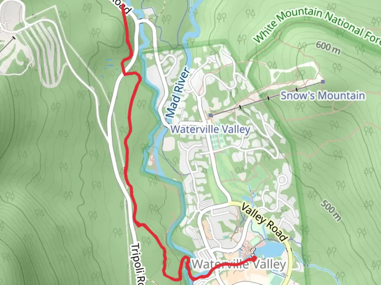 An image depicting the trail Waterville Valley - Swans Way and its surrounding area.