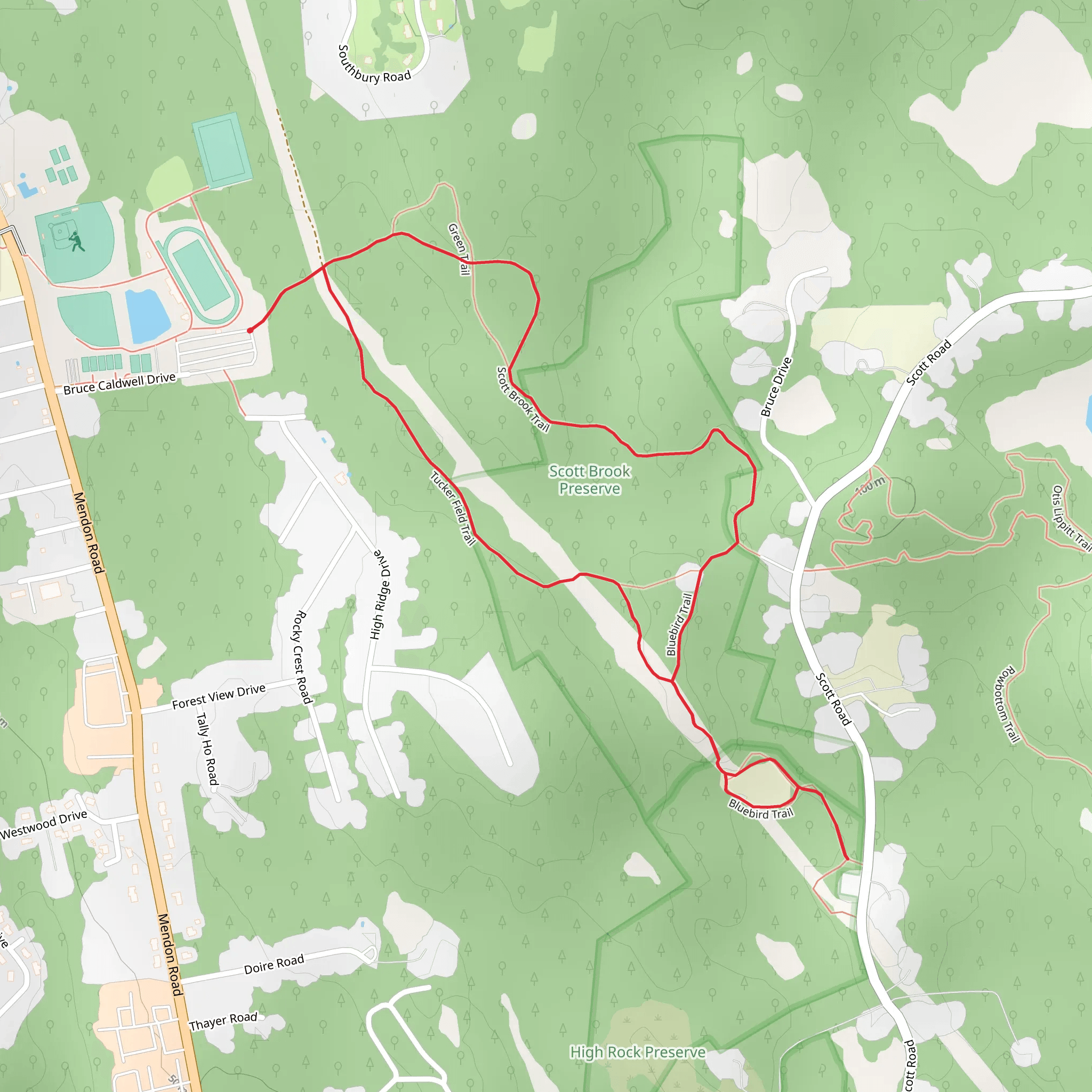 Scott Brook Trail and Tucker Field Loop Trail mobile static map