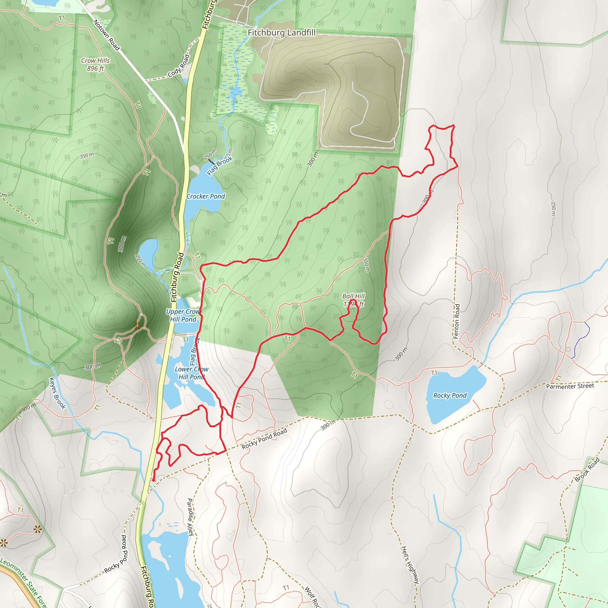 Ball Hill and Crow Hill Pond Loop mobile static map