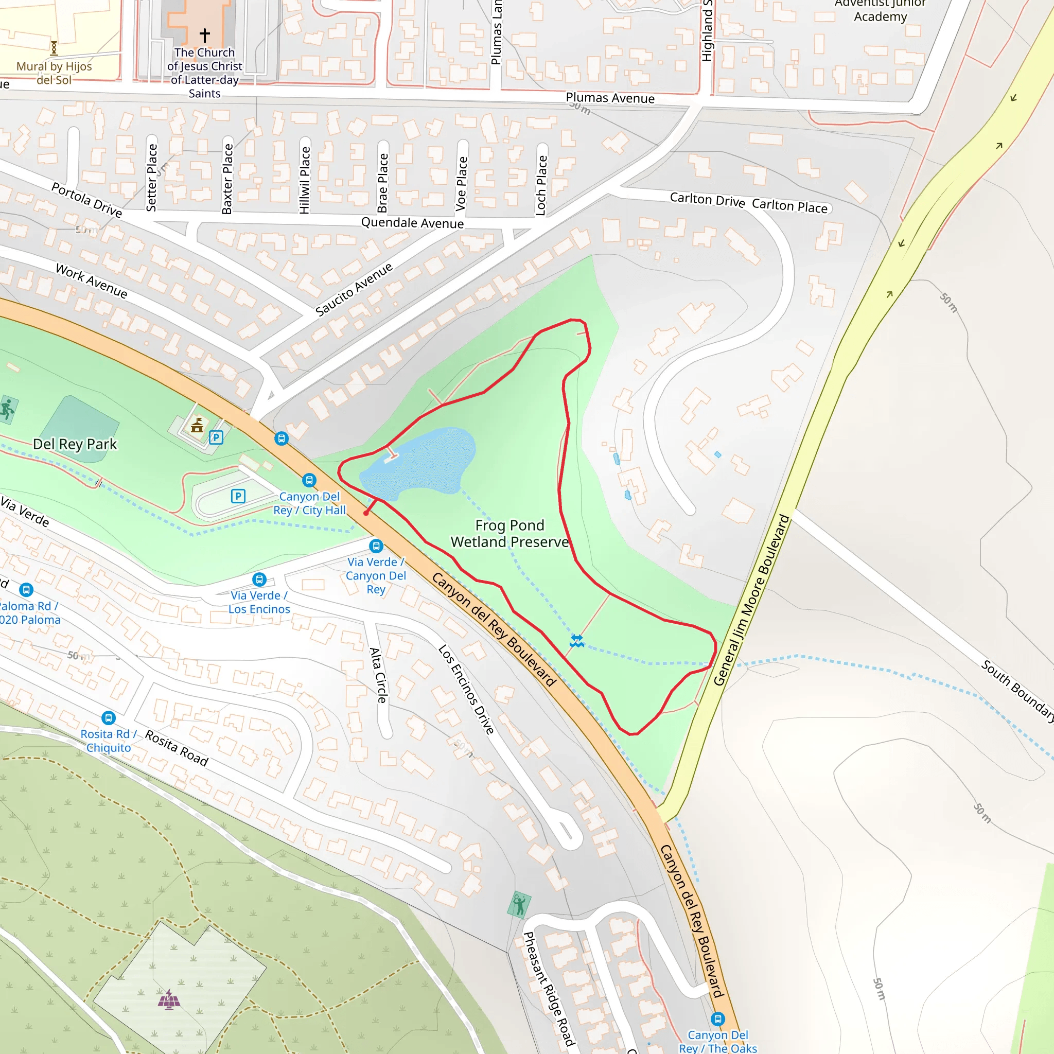 Frog Pond Wetland Preserve Loop mobile static map