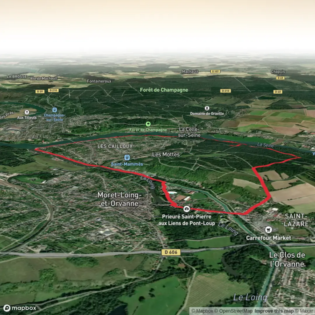 An image depicting the trail 20 Route de Saint Mammès - Apr 5 and its surrounding area.