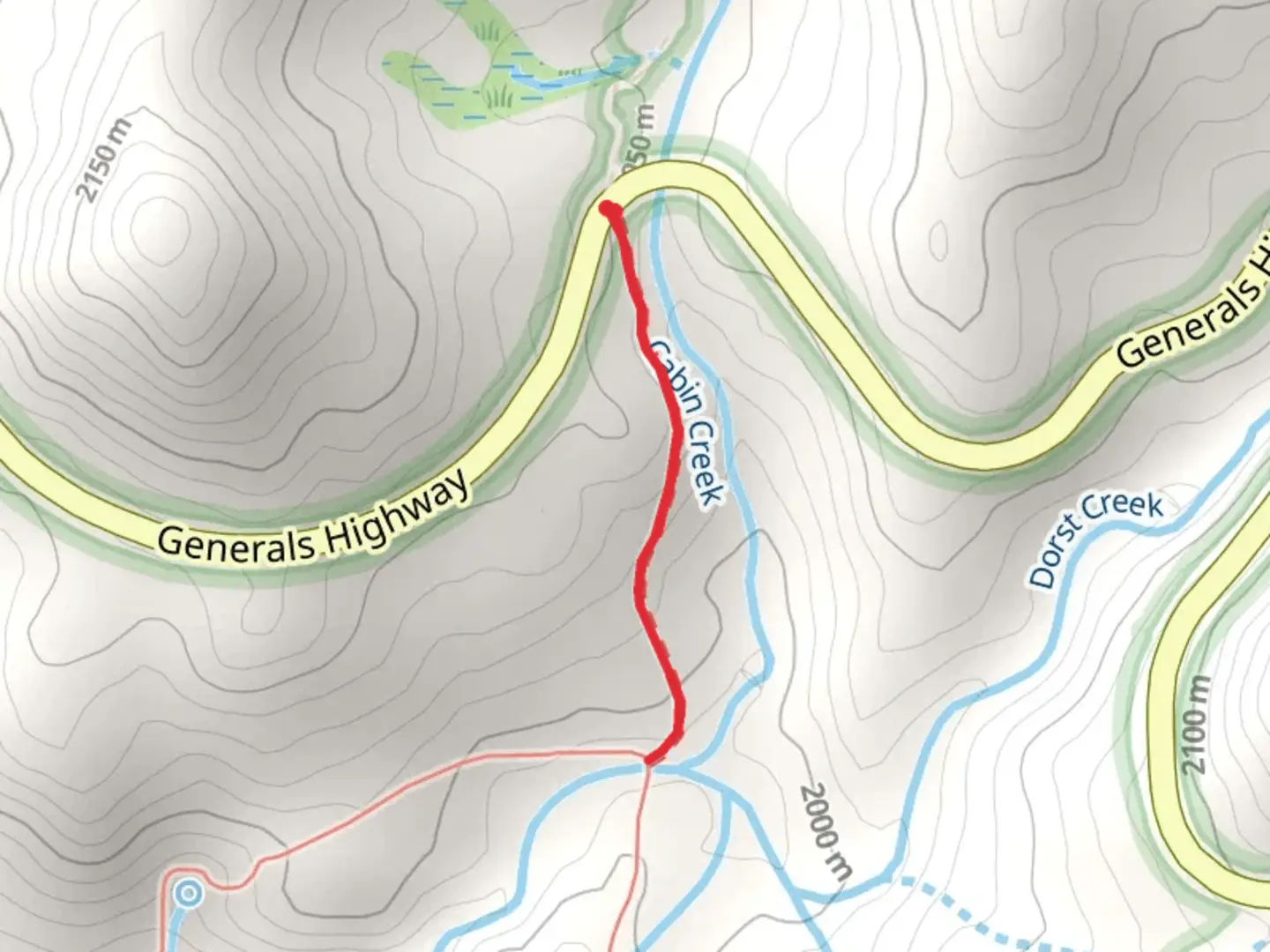 An image depicting the trail Cabin Creek and its surrounding area.