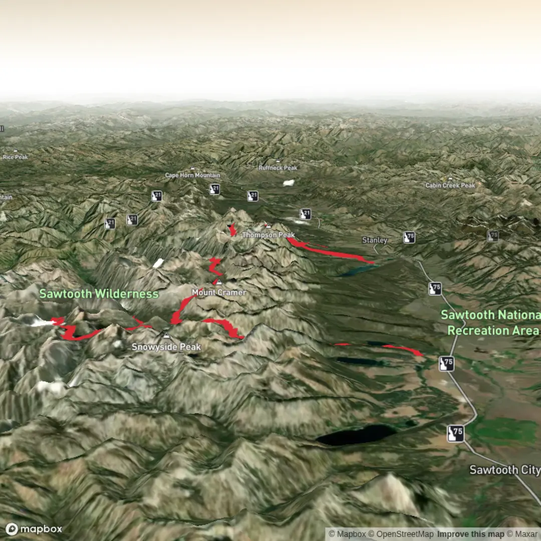 An image depicting the trail SNRA - Yellow Belly to Redfish and its surrounding area.