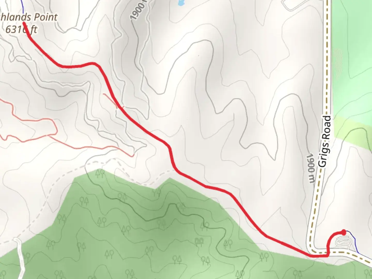 An image depicting the trail Highlands Point via East - West Regional Trail and its surrounding area.