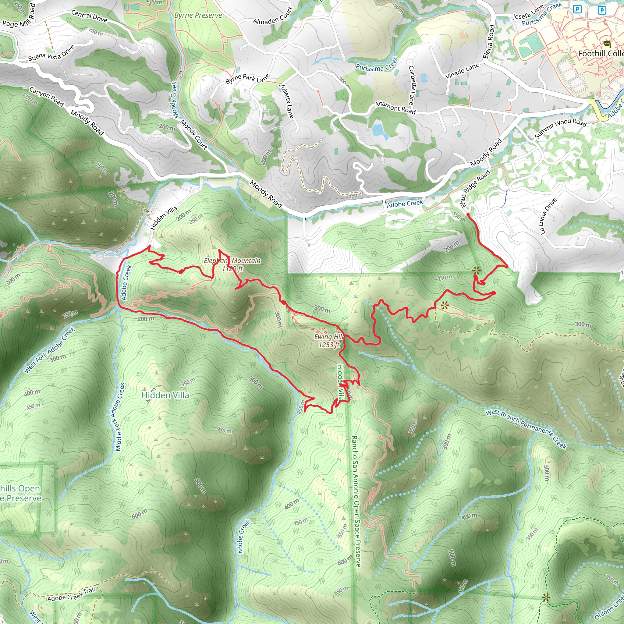 Black Mountain, Elephant Mountain, Hostel and Creek Loop Trail mobile static map