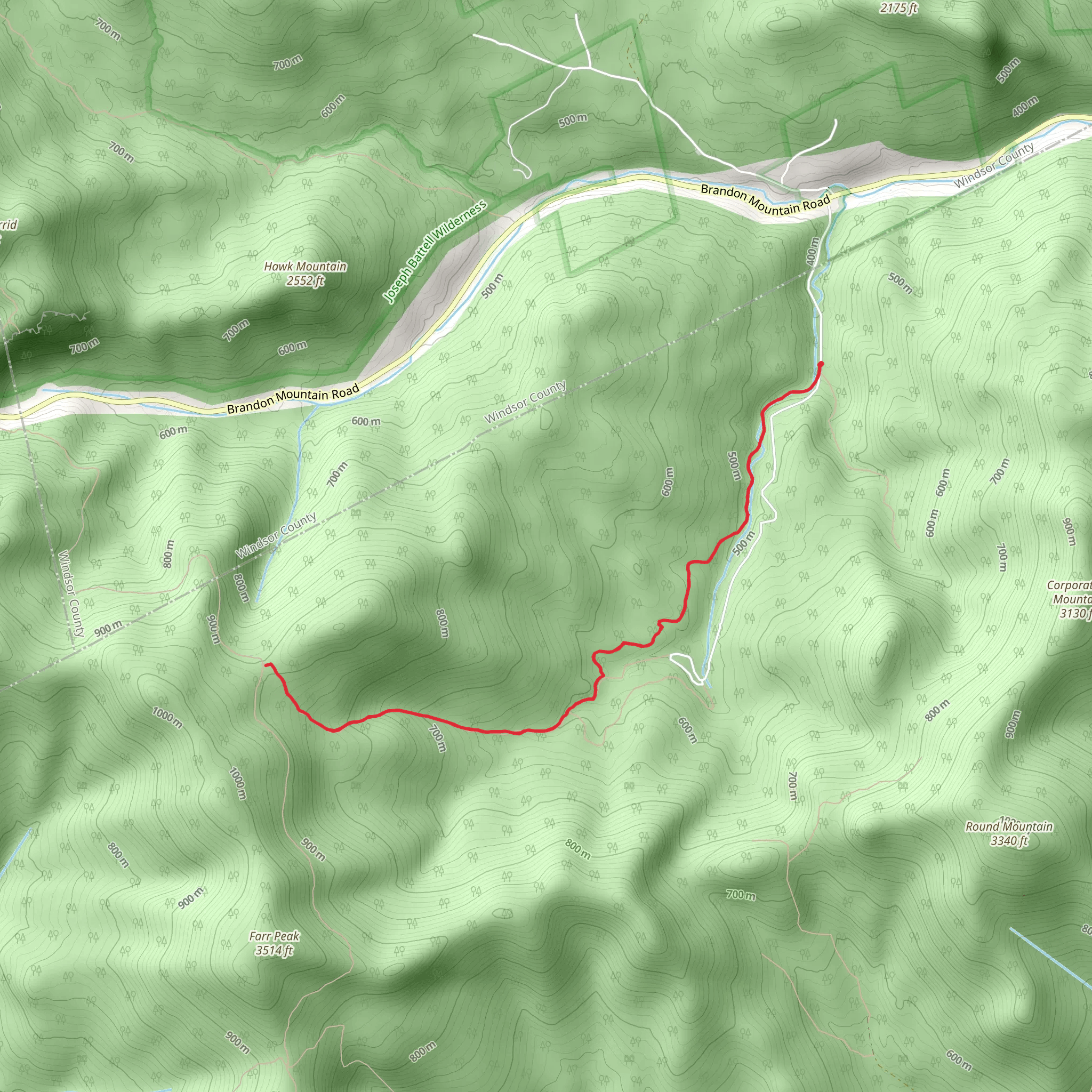 Chittenden Brook Trail mobile static map