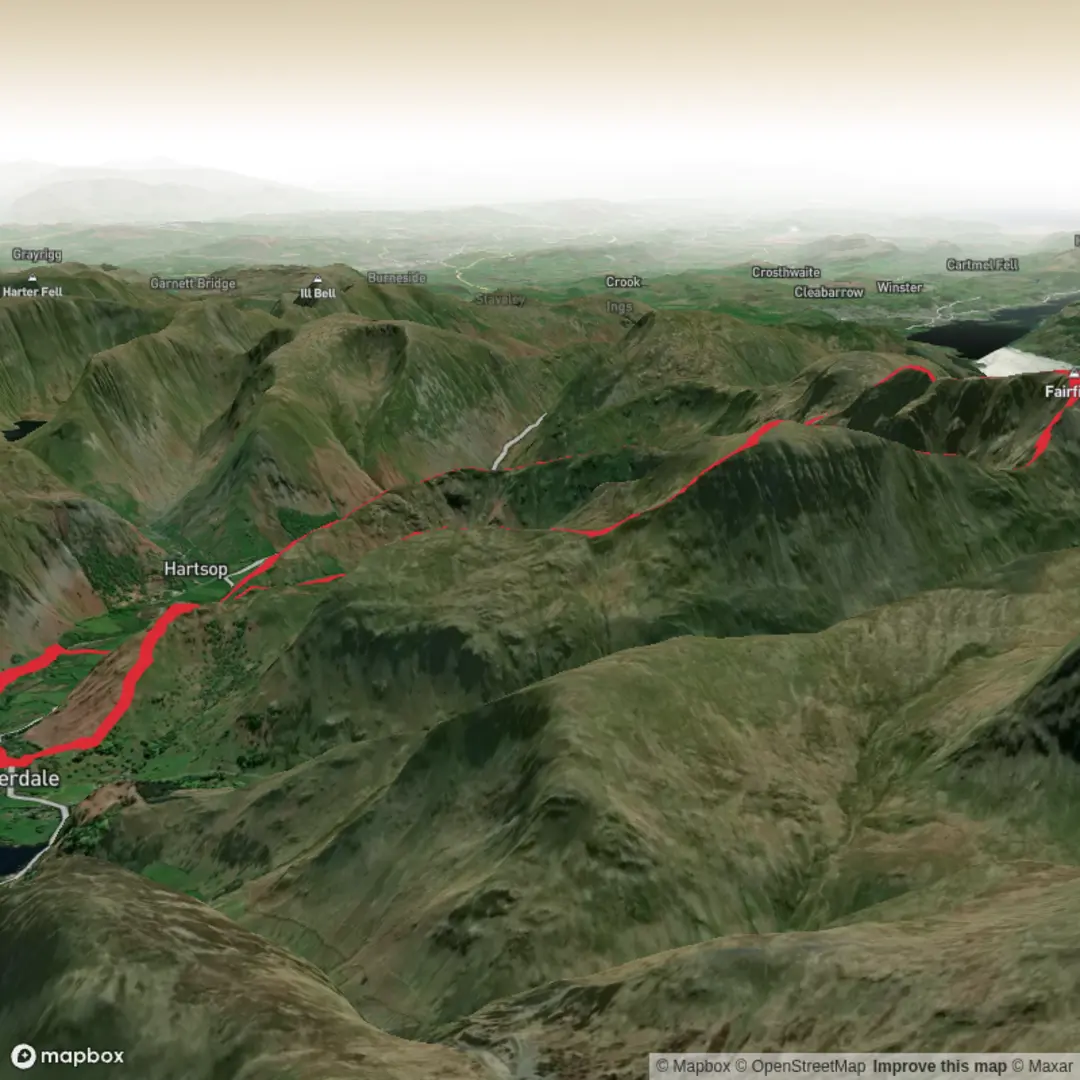 An image depicting the trail Deepdale horseshoe and its surrounding area.