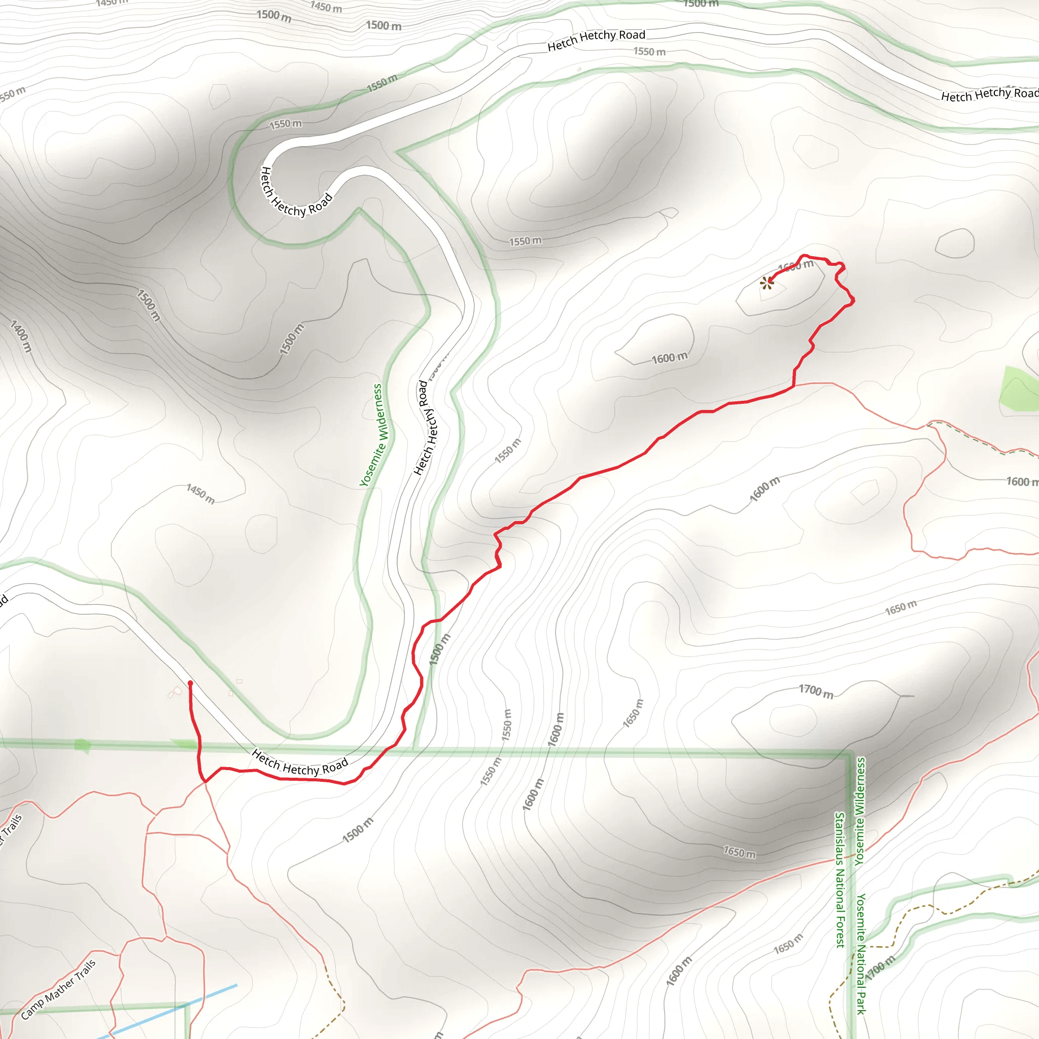 Overlook Trail from Hetch Hetchy Road mobile static map