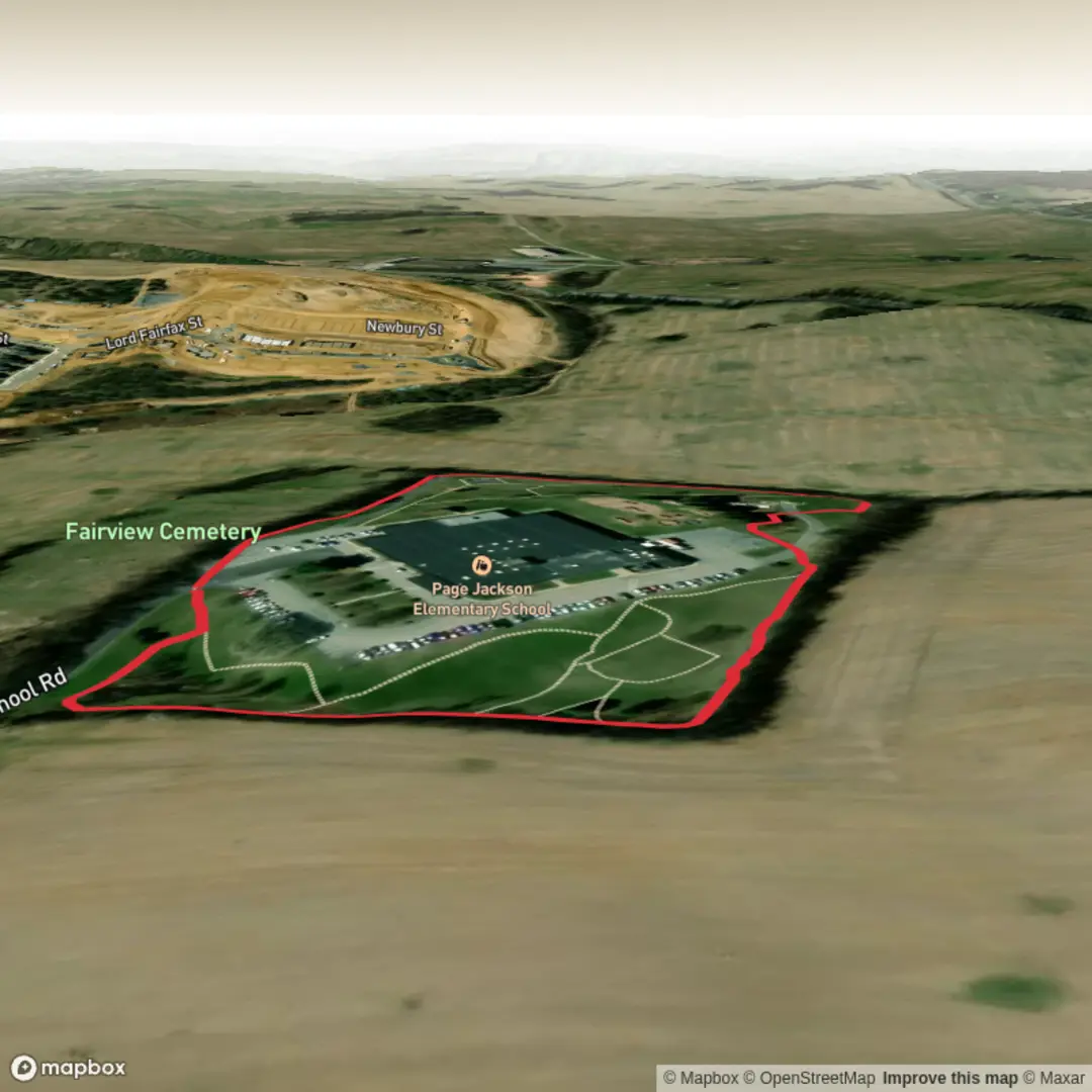 An image depicting the trail Fairview Cemetery and its surrounding area.