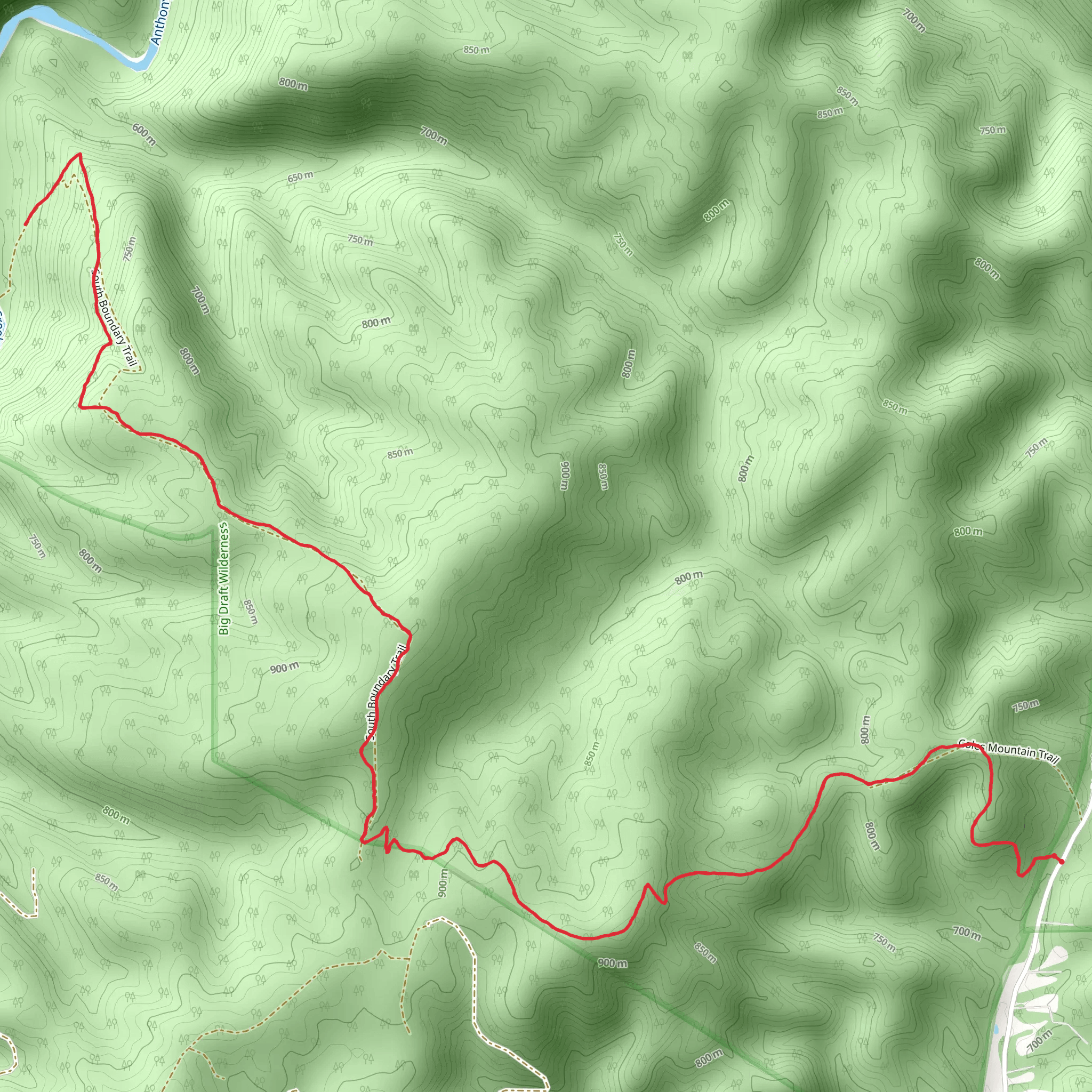 South Boundary Trail mobile static map