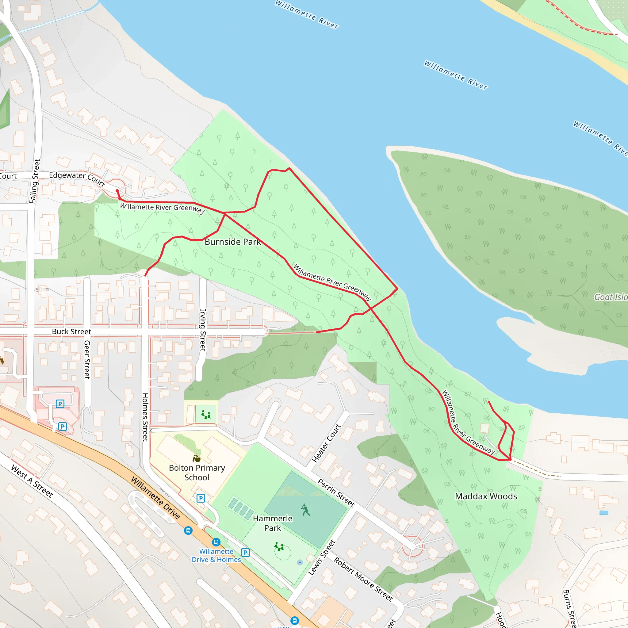 Willamette River Greenway Loop mobile static map