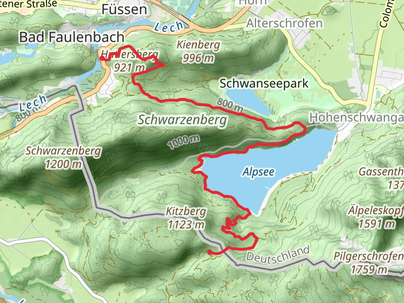 Schonblick to Kalvarienberg Walk via Alpsee