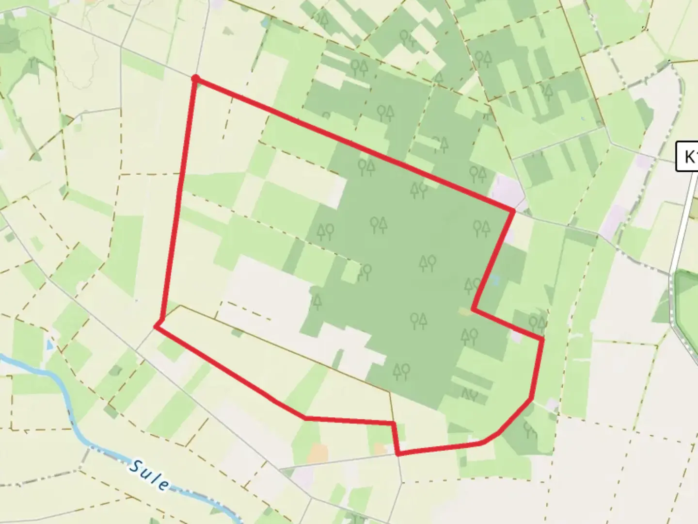 An image depicting the trail Siedener Moor Loop and its surrounding area.