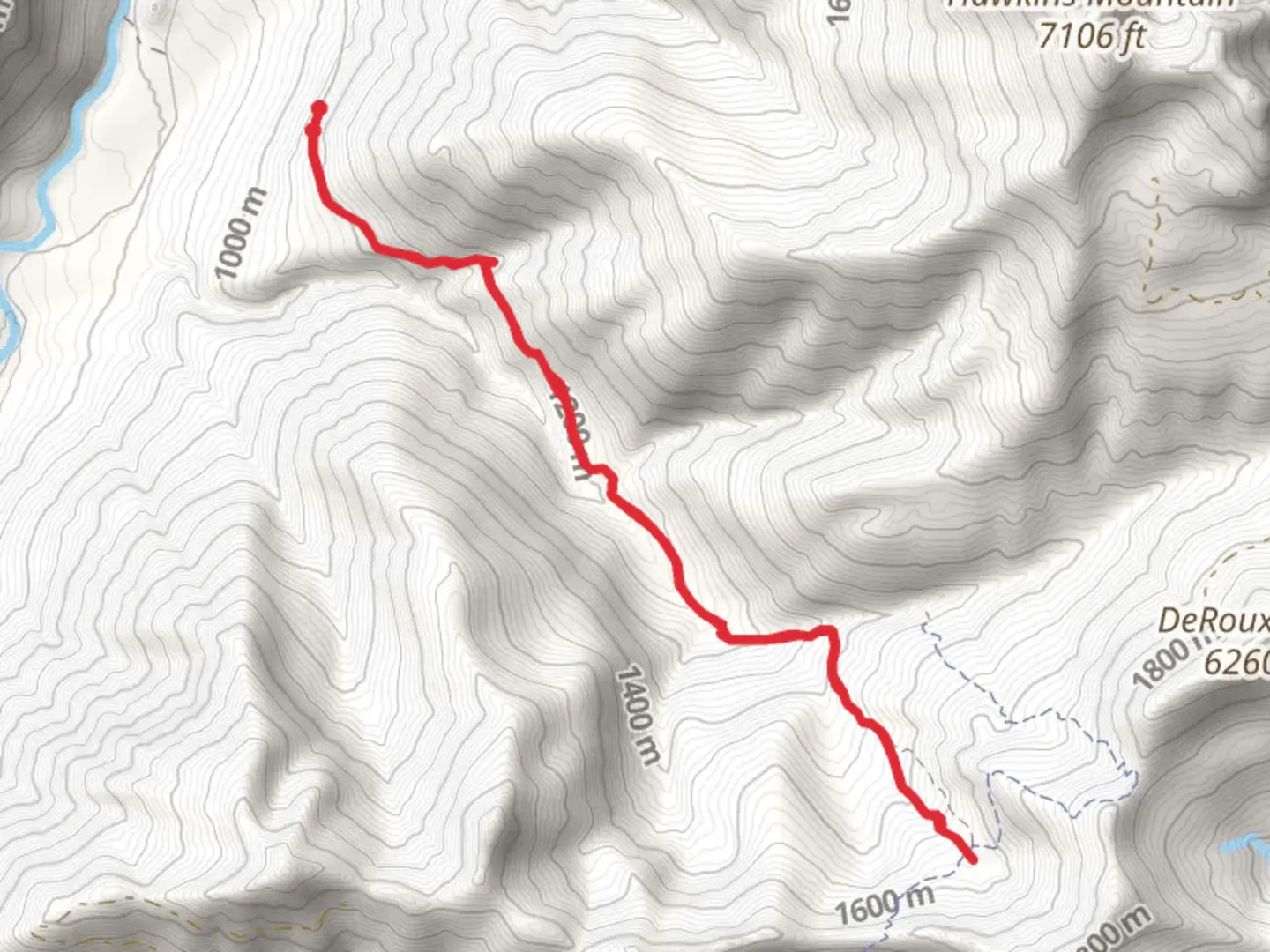 An image depicting the trail South Fork Boulder via Boulder De Roux Trail and its surrounding area.