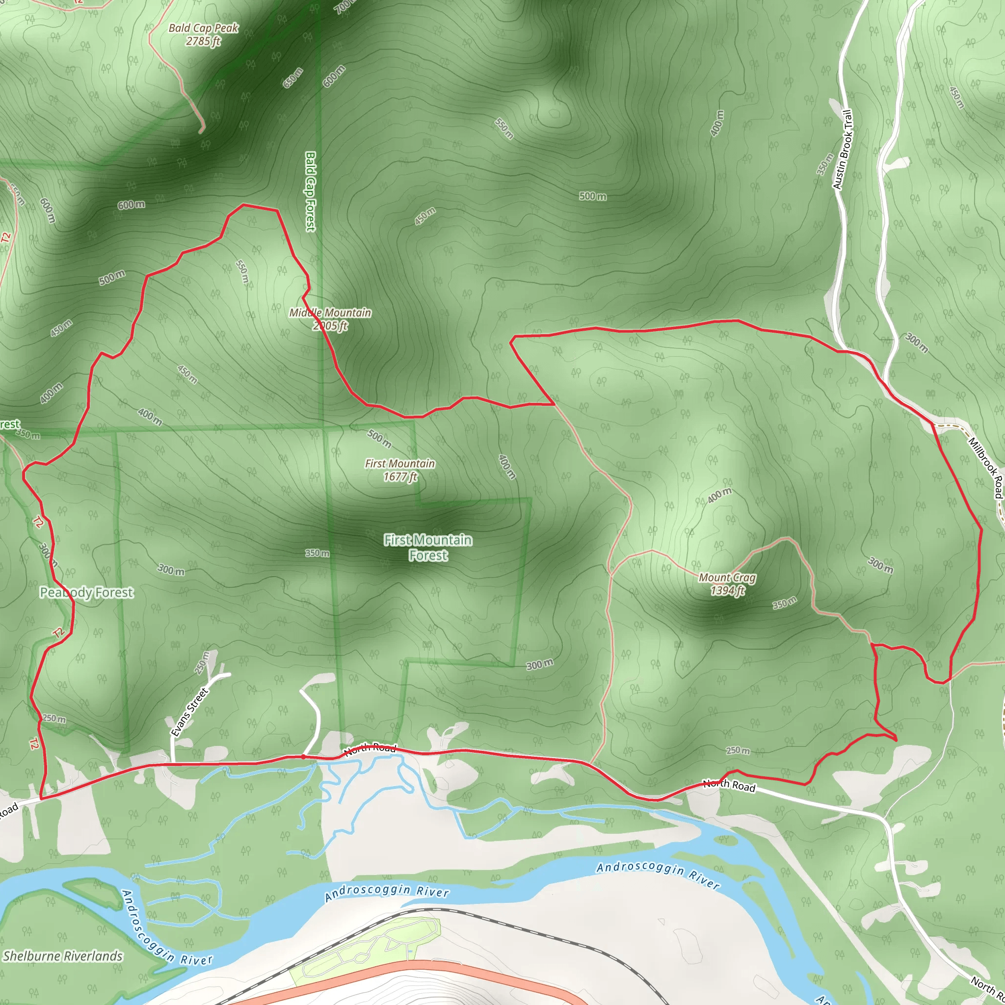 First Mountain and Nount Crag Loop mobile static map