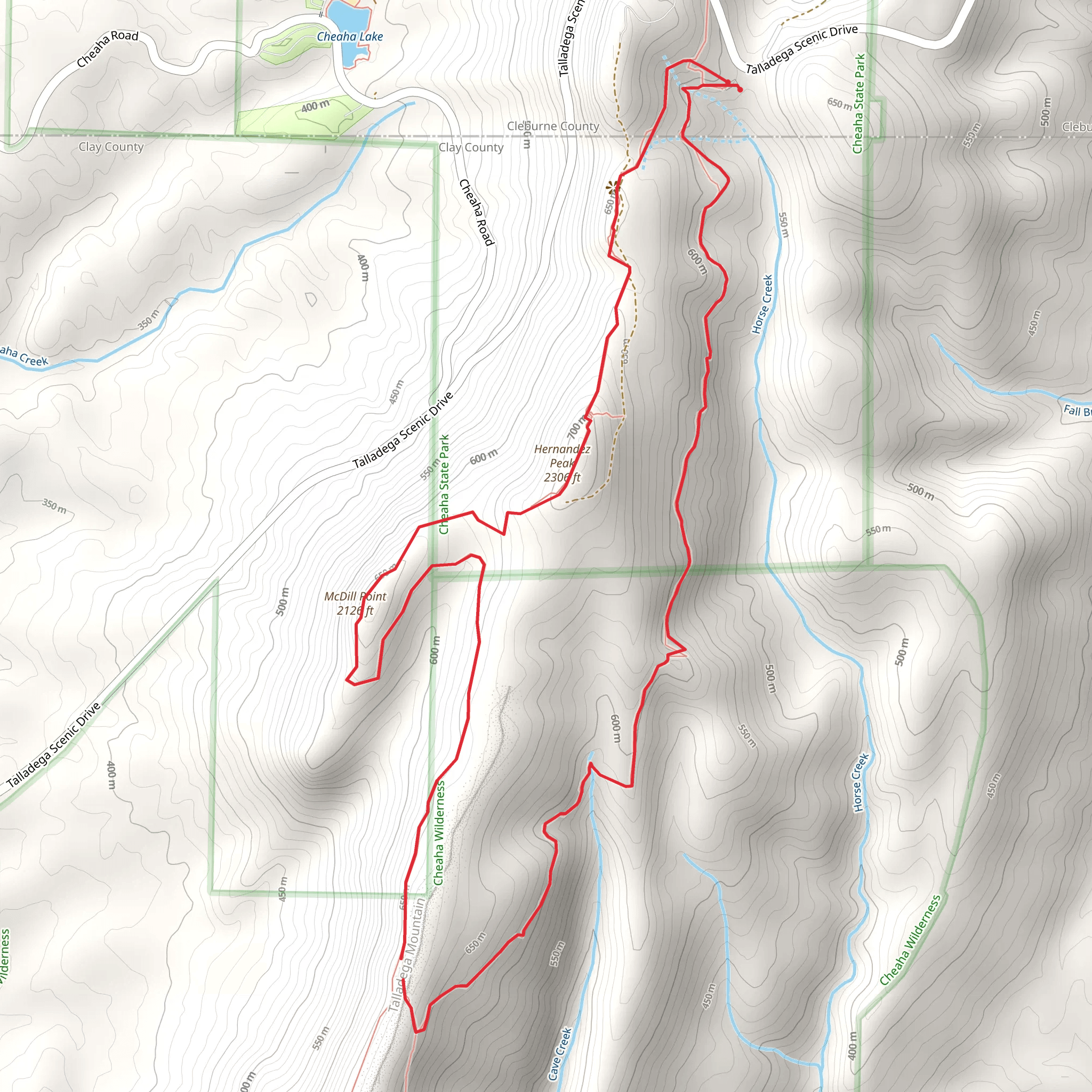 Cave Creek Trail Pinhoti Trail Loop mobile static map