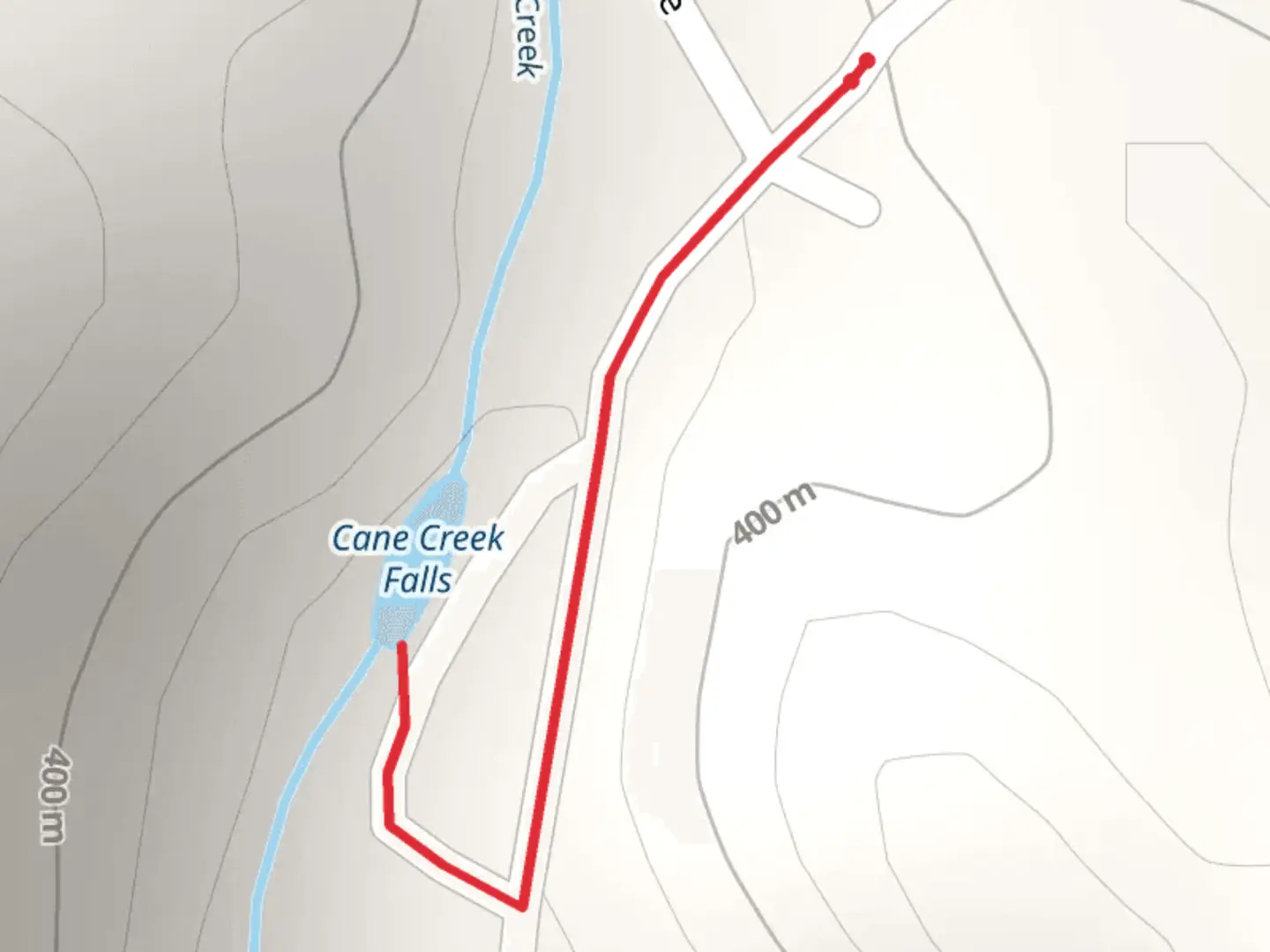 An image depicting the trail Cane Creek Falls and its surrounding area.