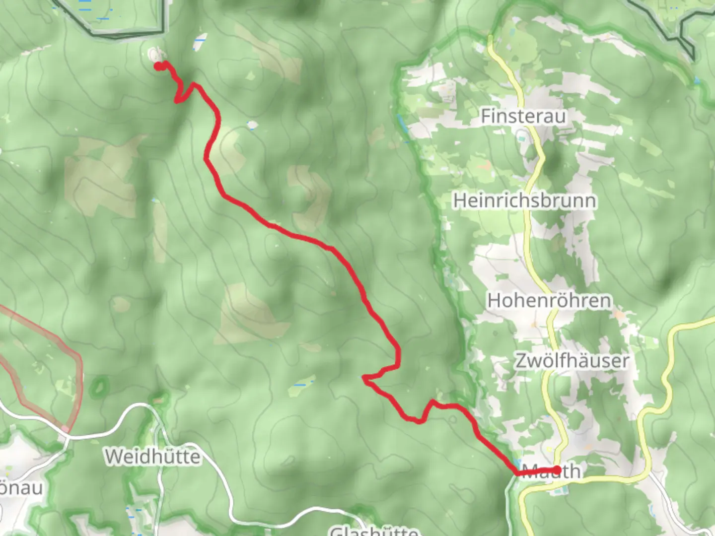 An image depicting the trail Lusenschutzhaus to Mauth via Eisvogel and its surrounding area.
