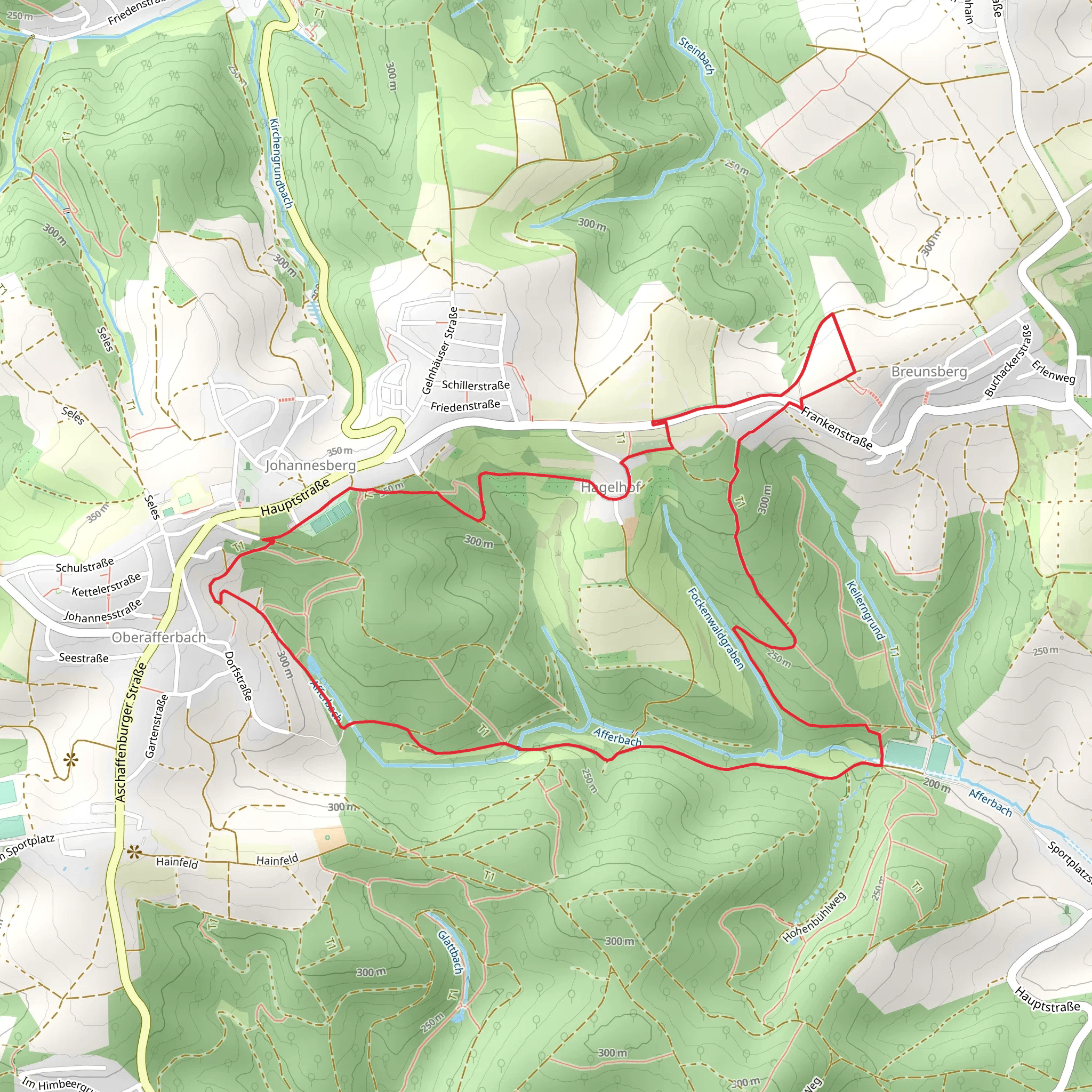 Toni-Welzbacher Weg and Roter Hase Rundwanderweg Johannesberg mobile static map