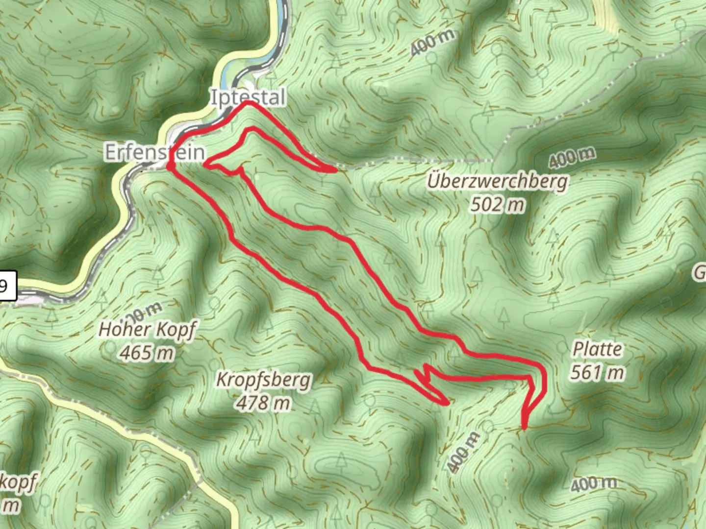 An image depicting the trail Parkplatz Spangenberg and its surrounding area.