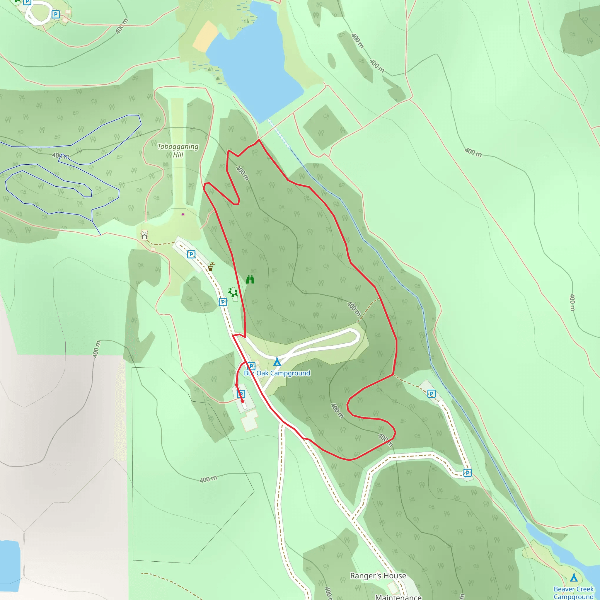 Loop around Bur Oak Campground mobile static map